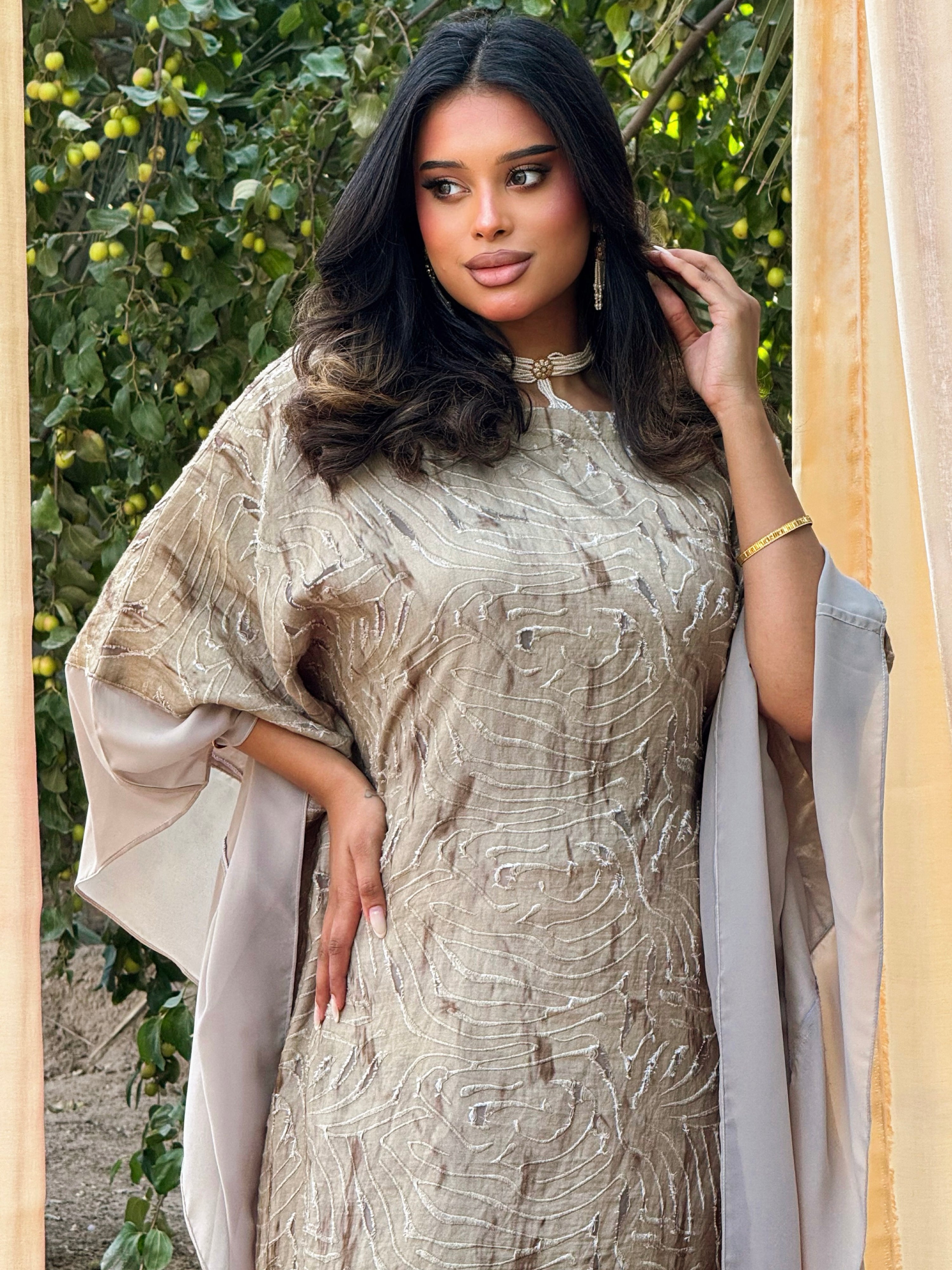 MEI699 - Etherea Jalabiya in Sahara Taupe