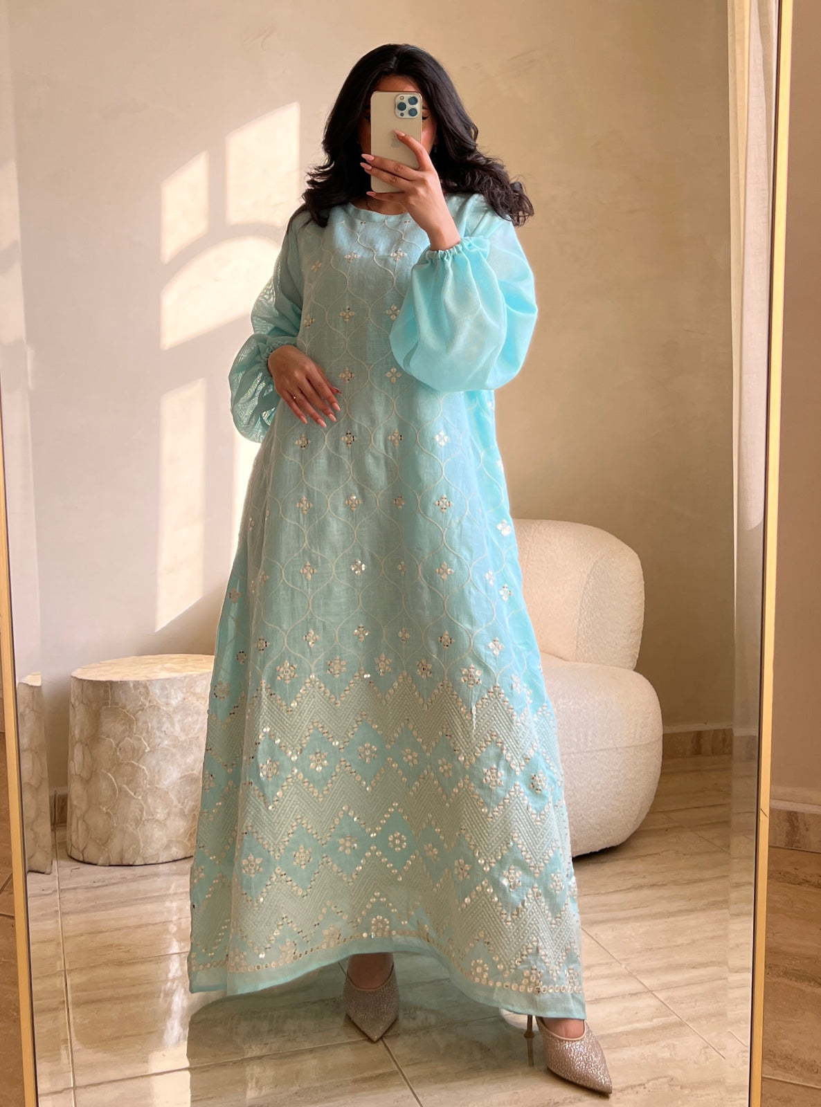 MEI525 - Blue Embroidered Jalabiya