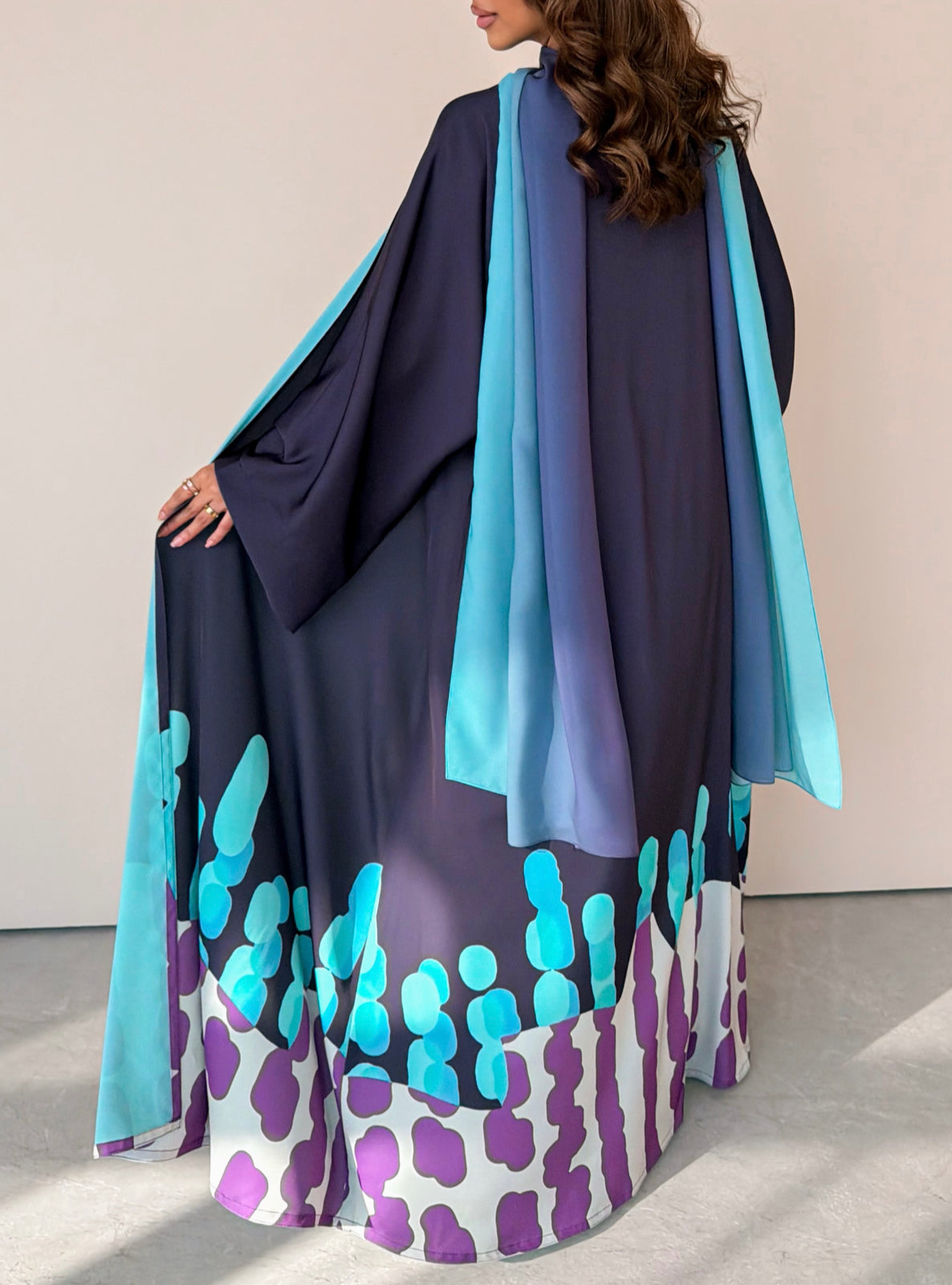 MEI755 - Muse Square Cut Abaya in Ocean Teal