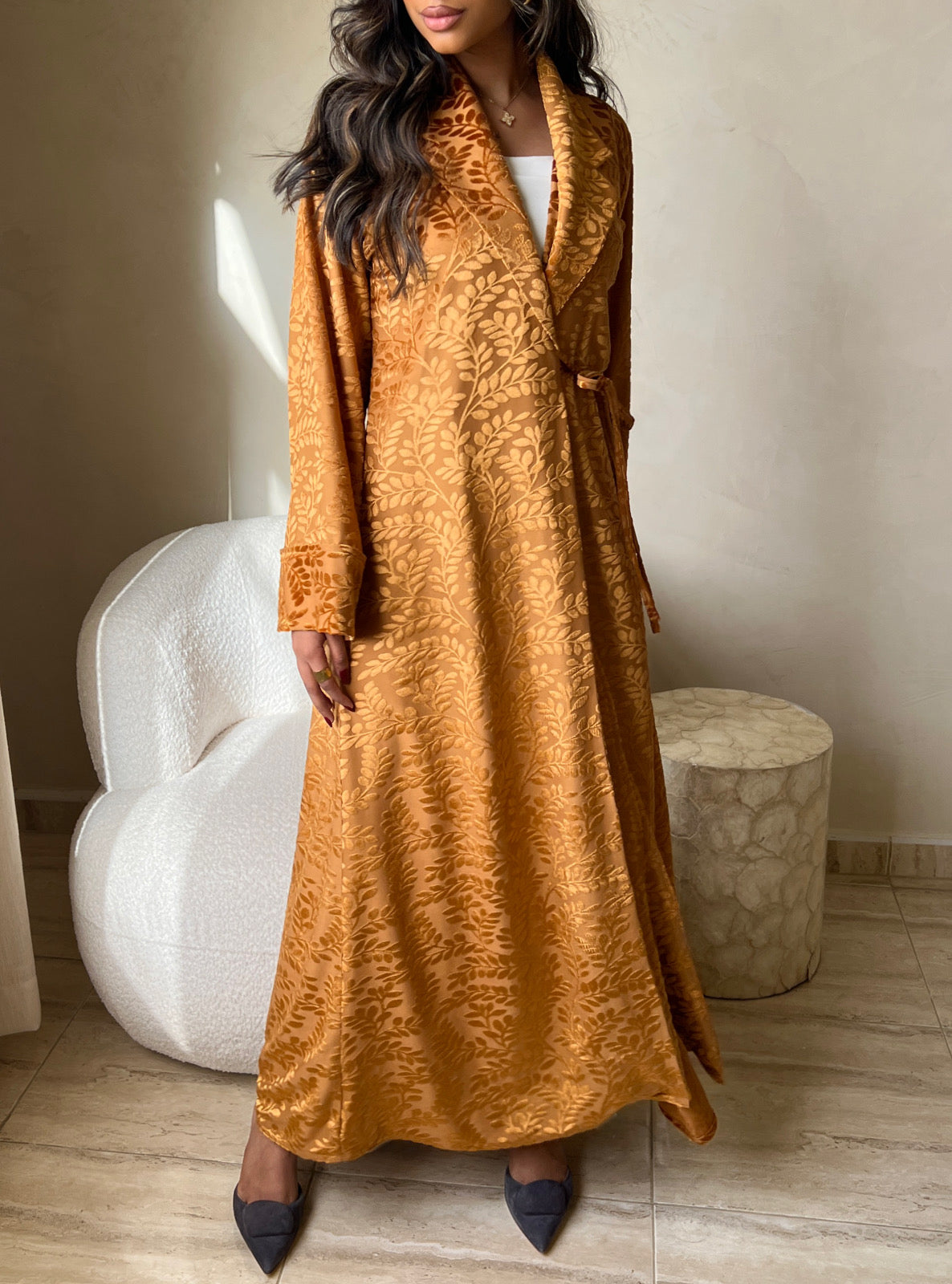 MEI487 - Velvet Embossed Abaya