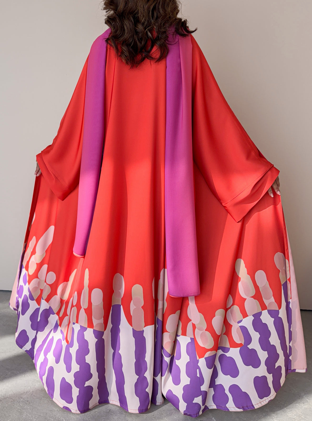 MEI752 - Muse Square Cut Abaya in Sunset Coral