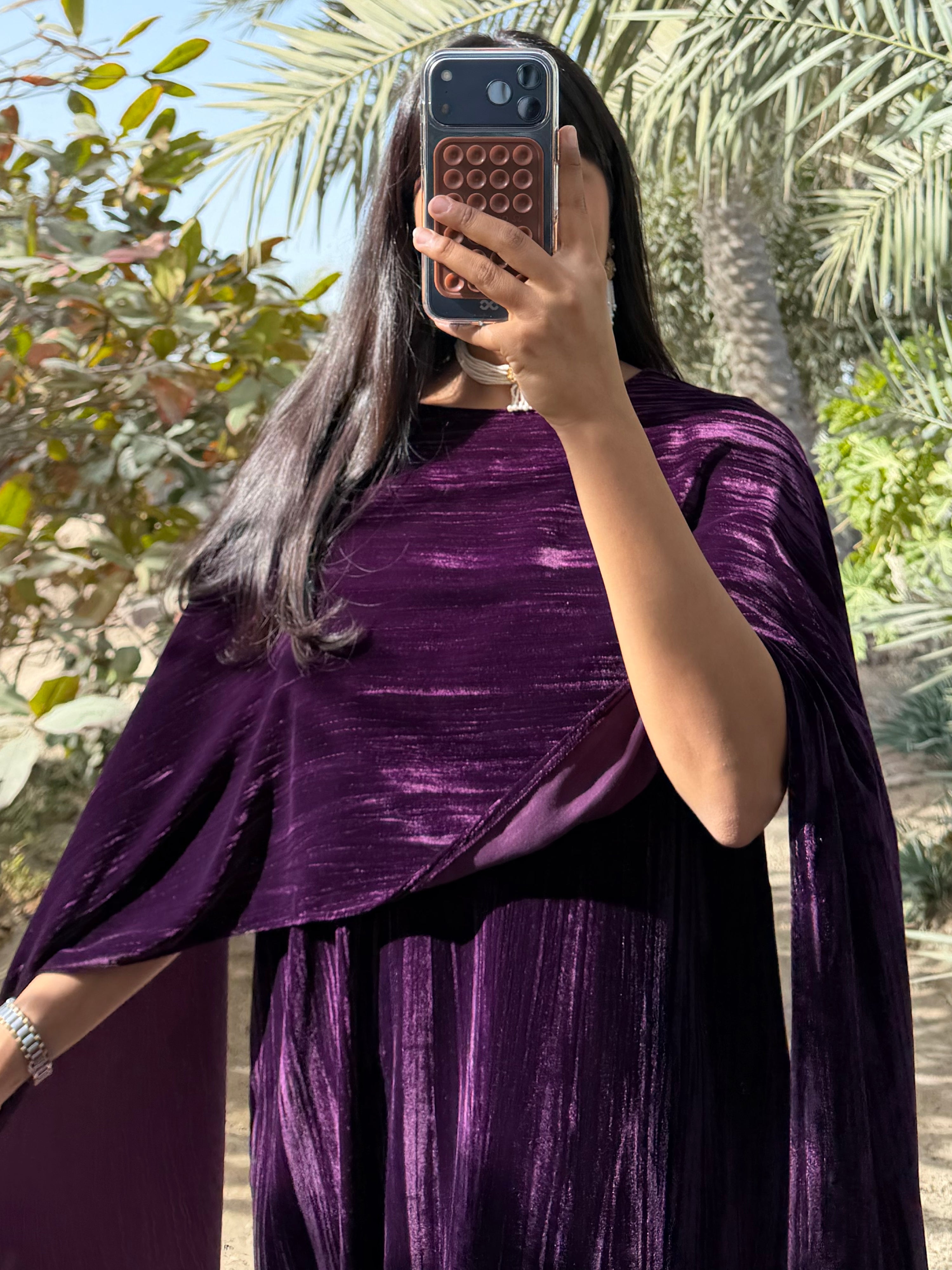 MEI680 - Lilah Velvet Dress in Dark Purple
