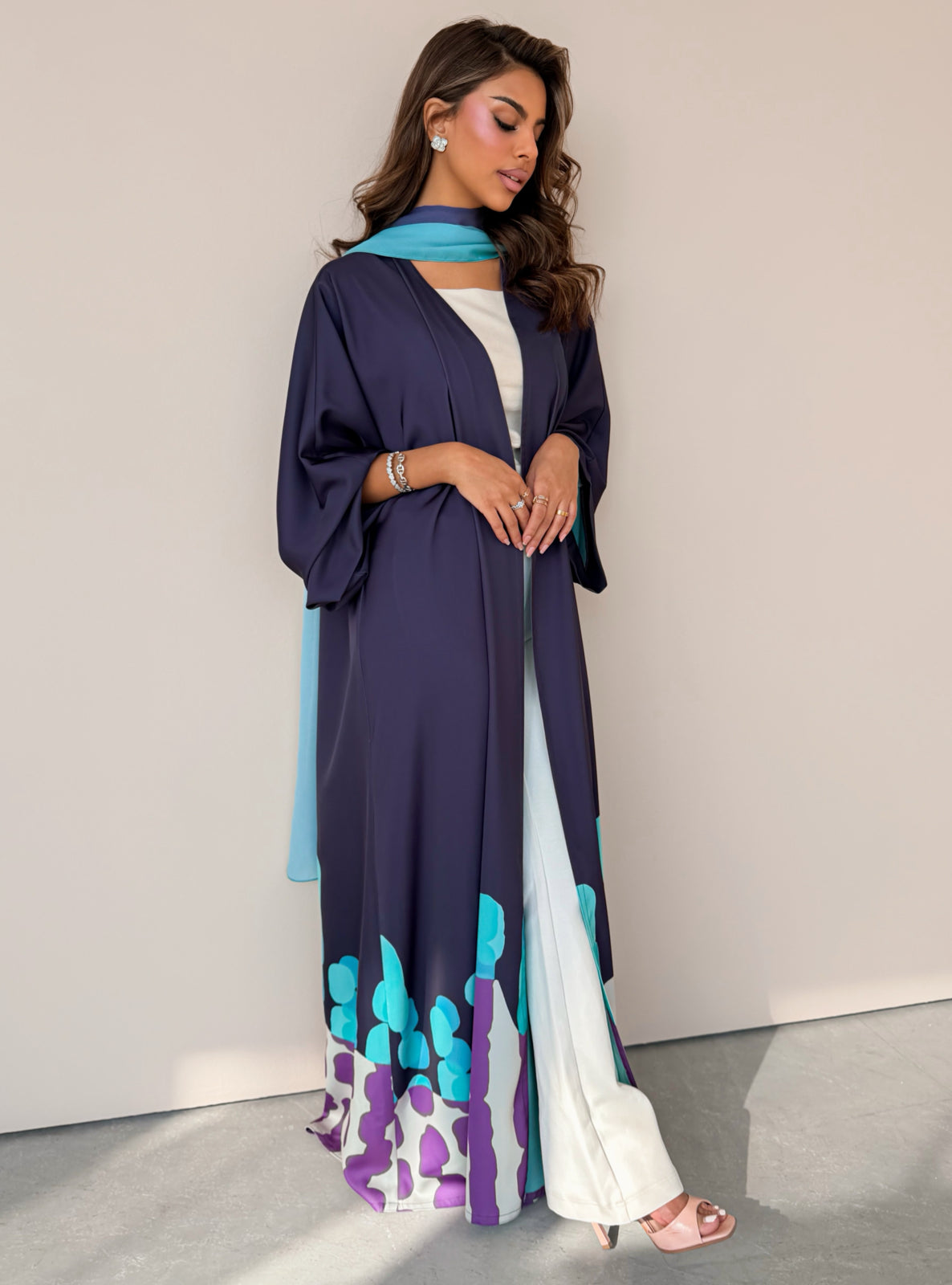 MEI755 - Muse Square Cut Abaya in Ocean Teal