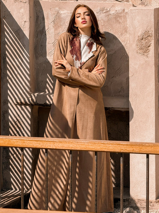 MEI653 - Terra Crest Abaya in Warm Camel