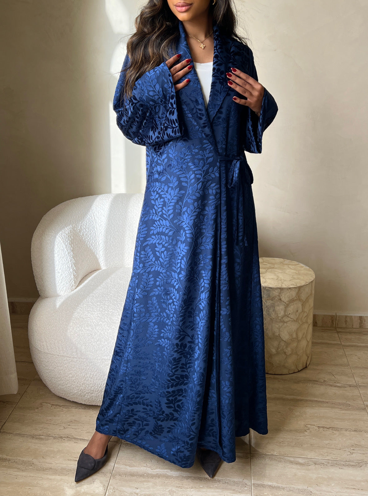 MEI490 - Velvet Embossed Abaya