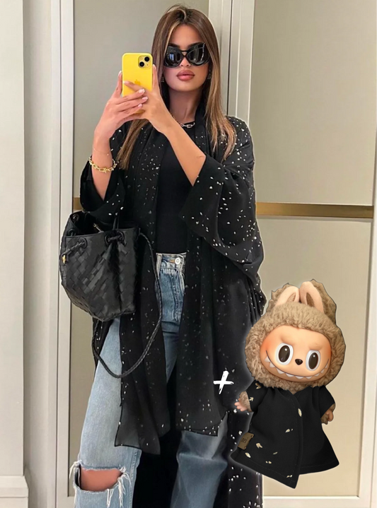 Stardust Abaya in Black & Mini Labubu Abaya (DOLL NOT INCLUDED)