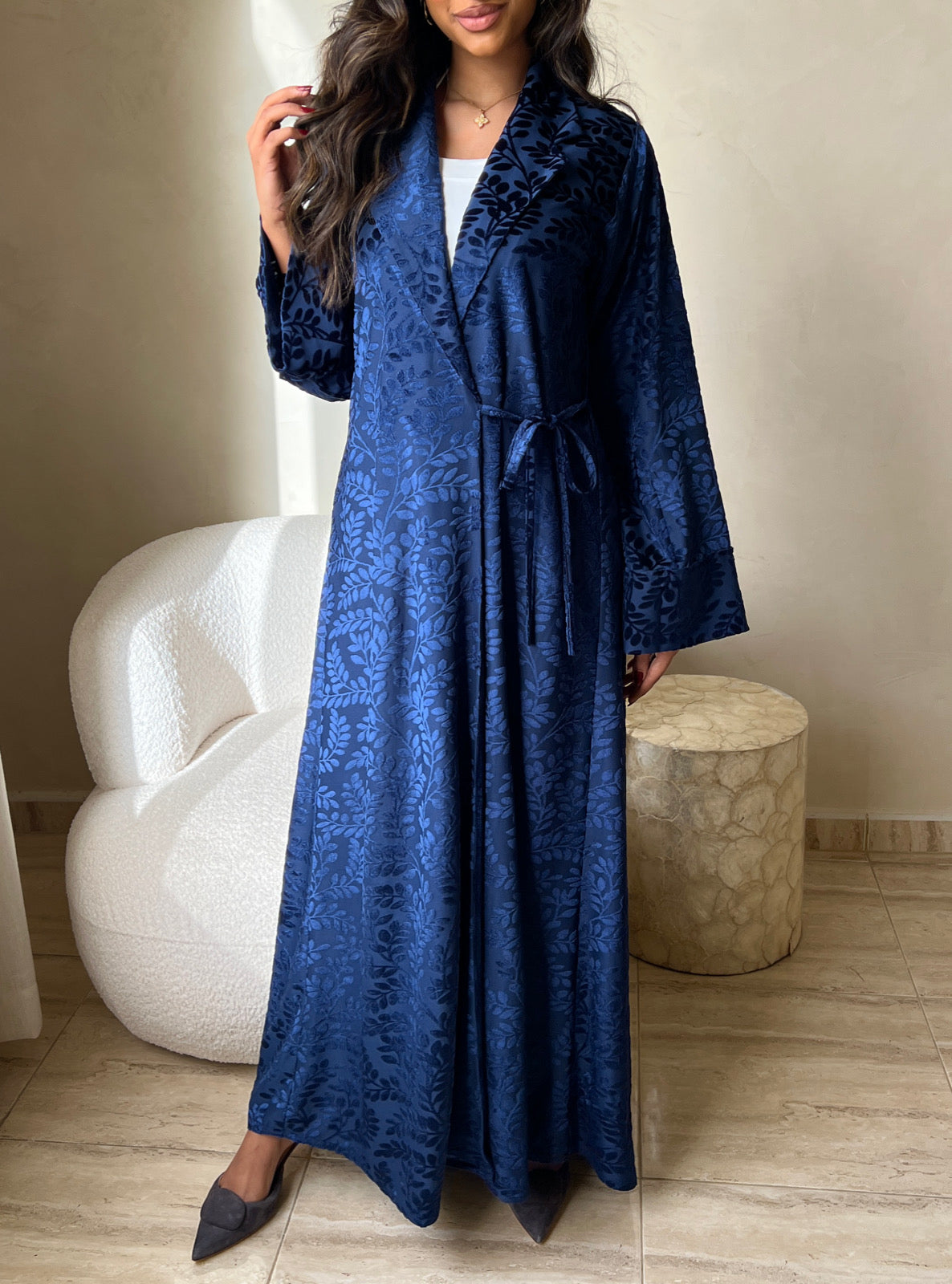 MEI490 - Velvet Embossed Abaya