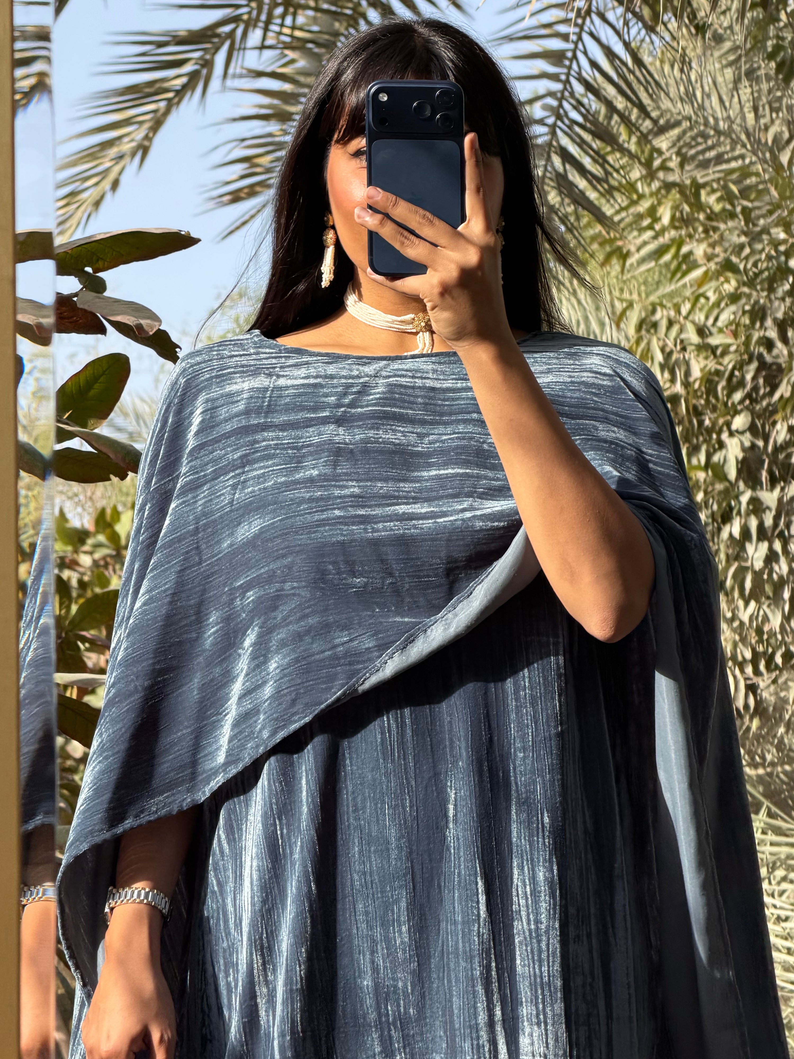 MEI681 - Lilah Velvet Dress in Grey