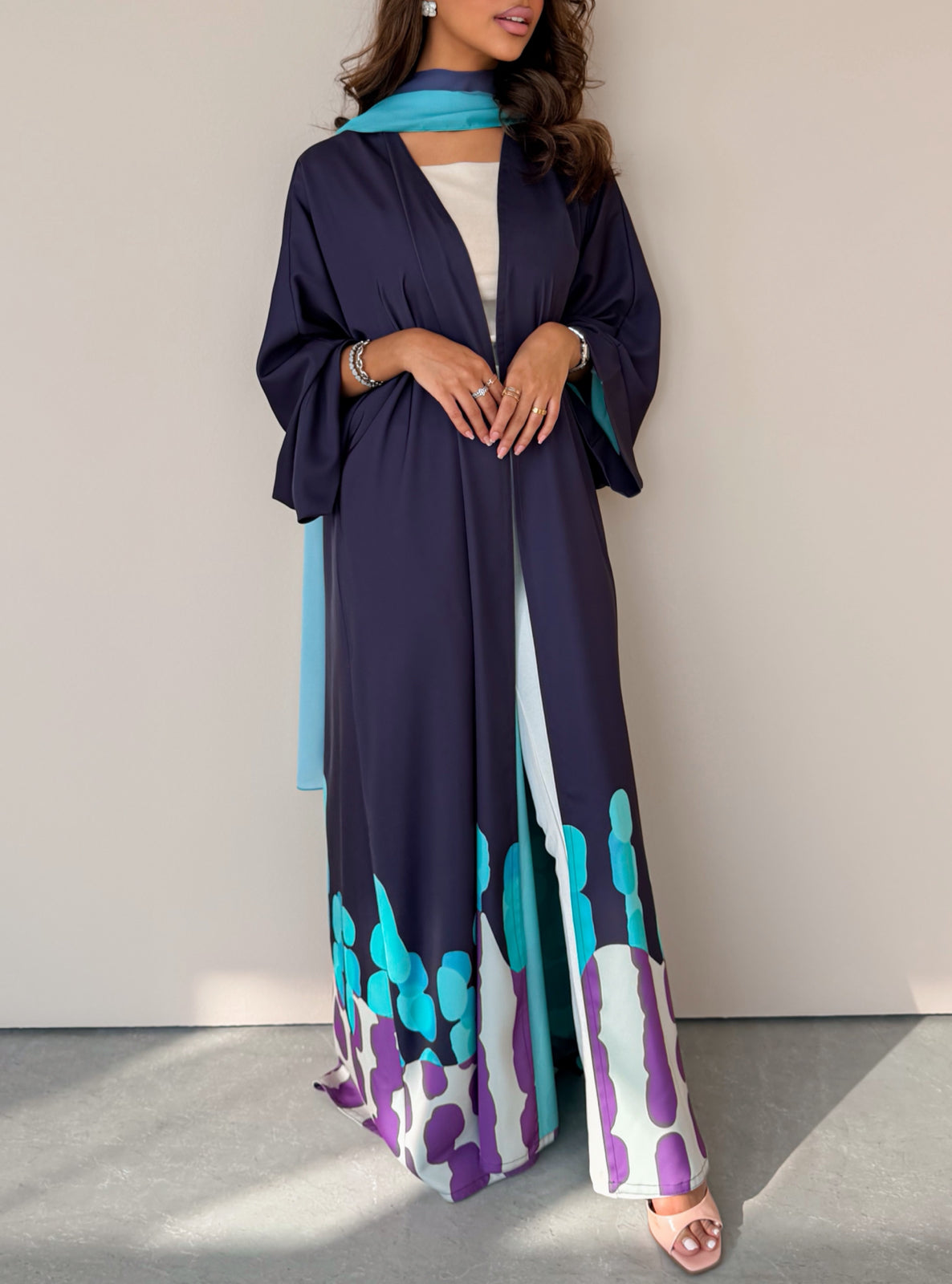 MEI755 - Muse Square Cut Abaya in Ocean Teal