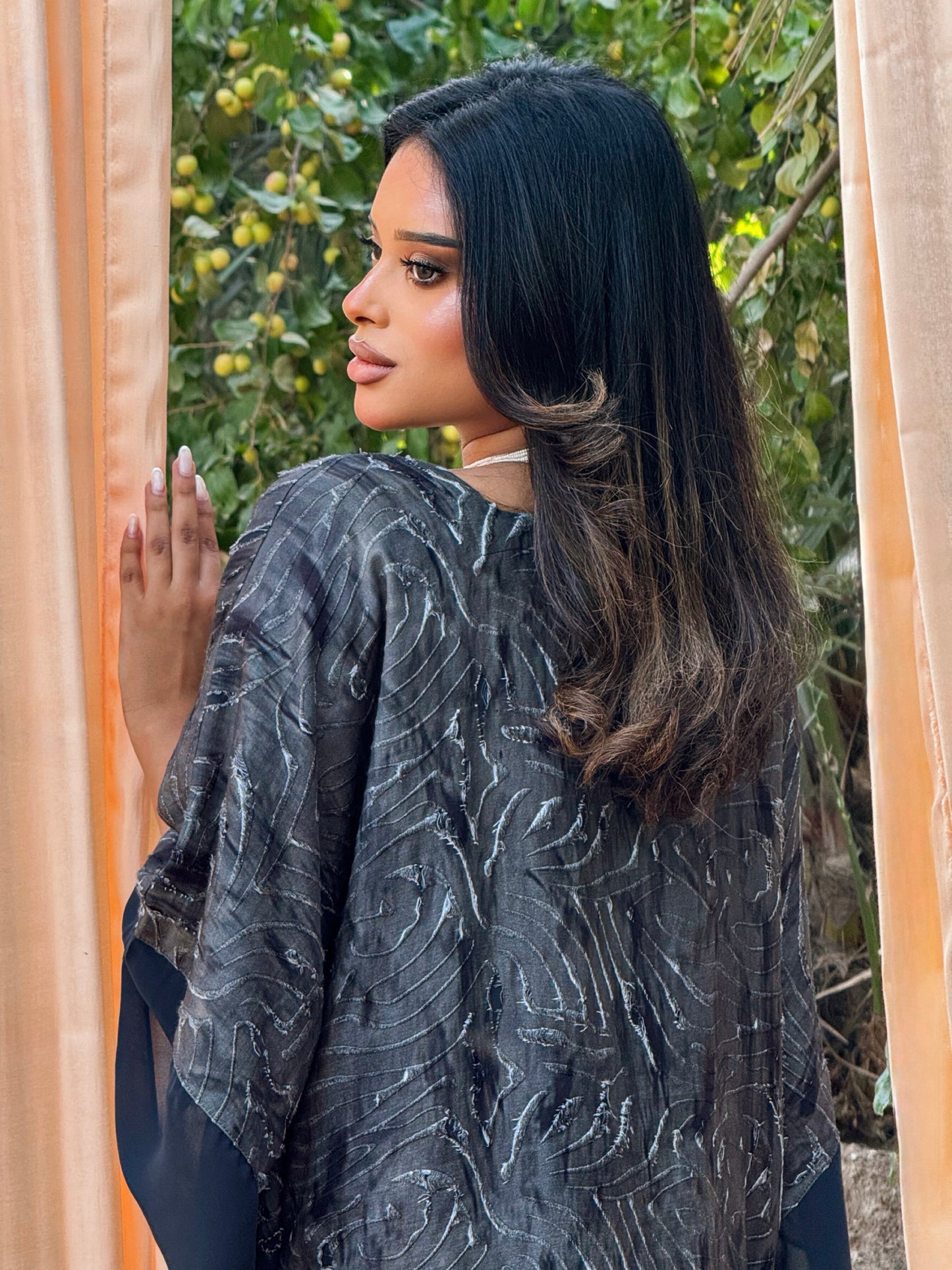 MEI695 - Etherea Jalabiya in Obsidian Charcoal