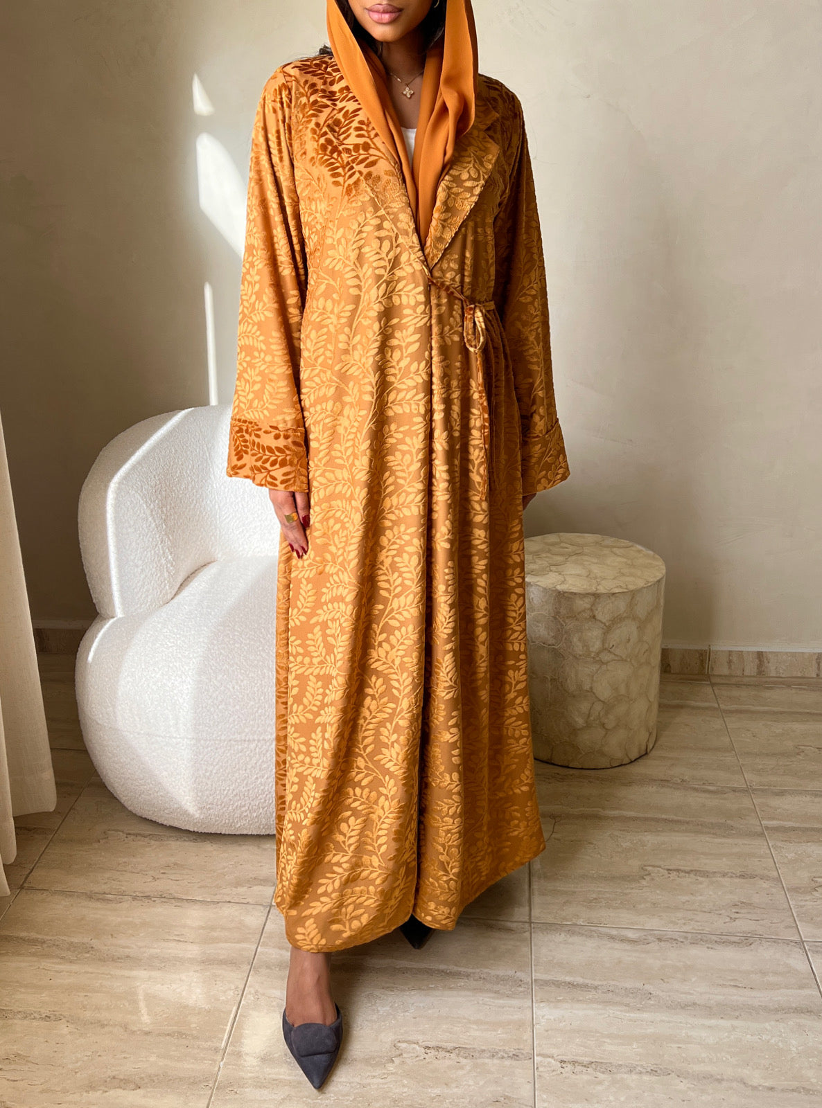 MEI487 - Velvet Embossed Abaya