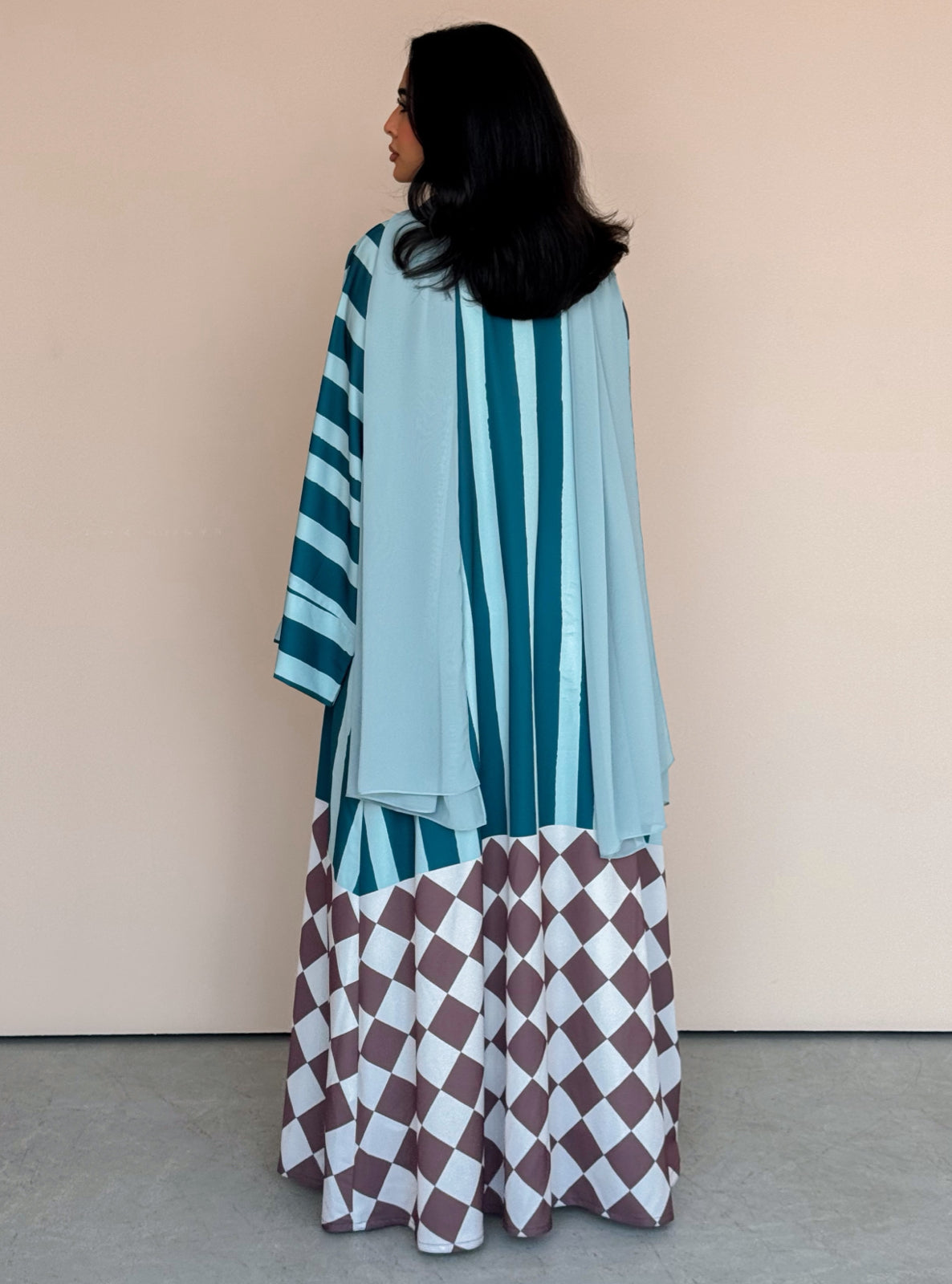 MEI773 - Aria Half Bisht Crepe Abaya in Coastal Teal