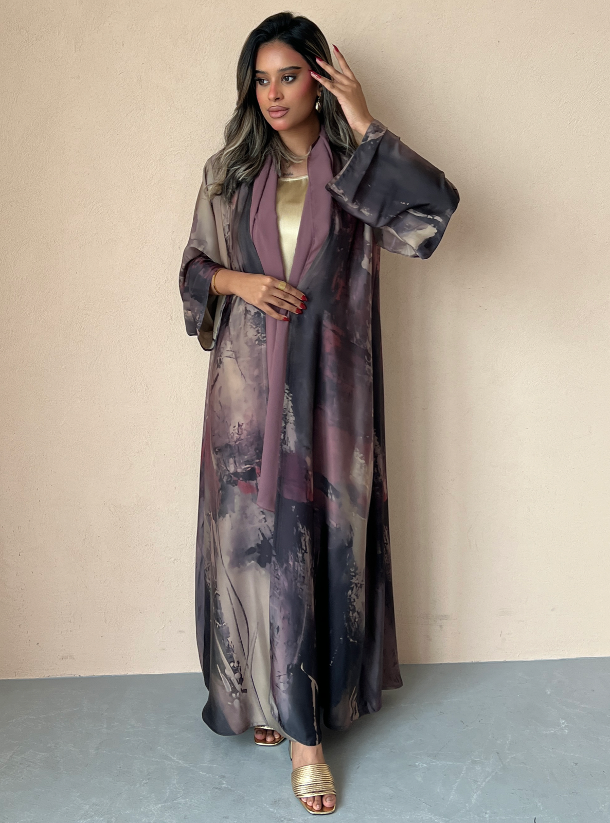 MEI529 - Aurora Abaya in Dusky Rose