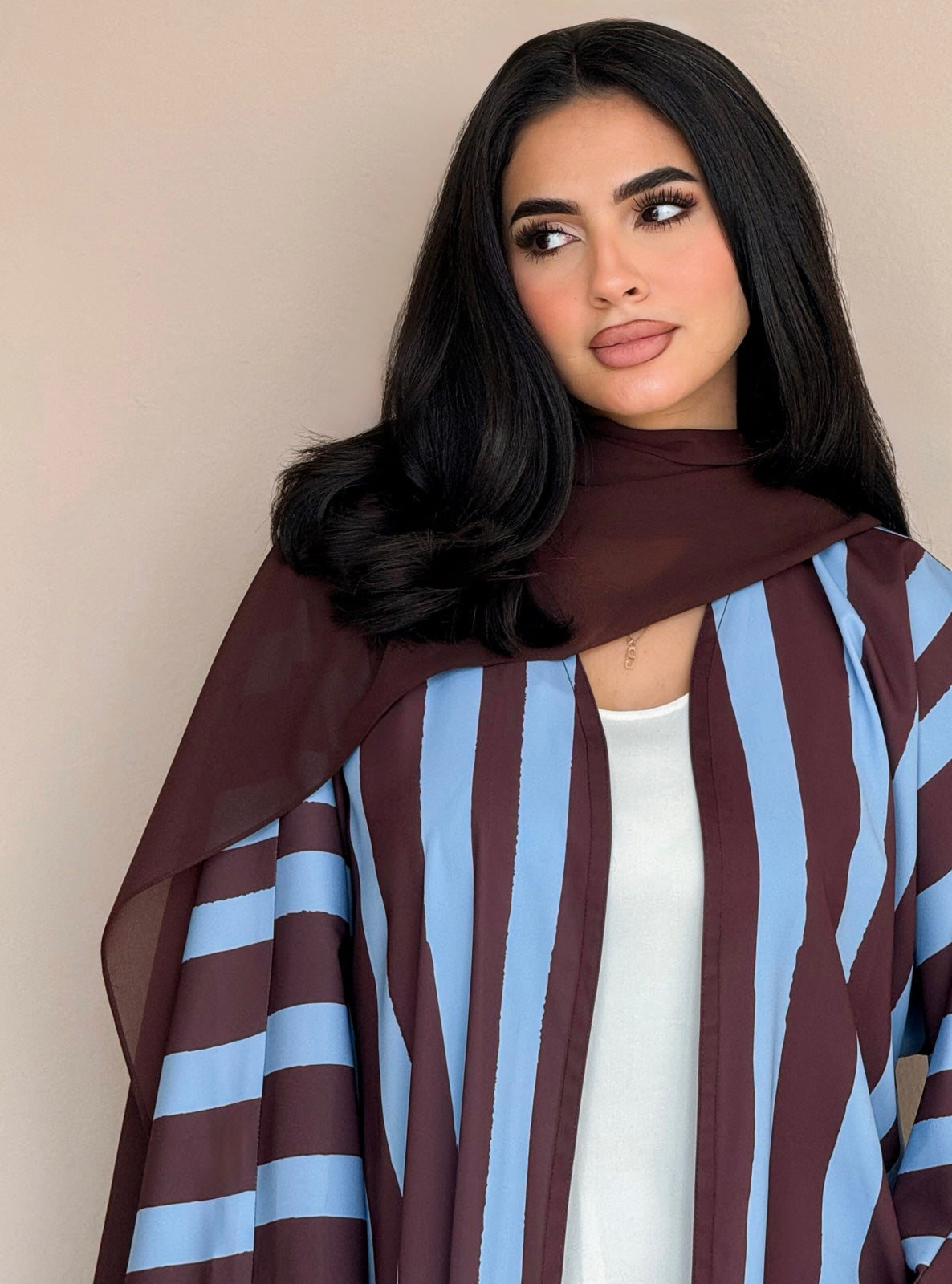 MEI775 - Aria Half Bisht Crepe Abaya in Cocoa Sky