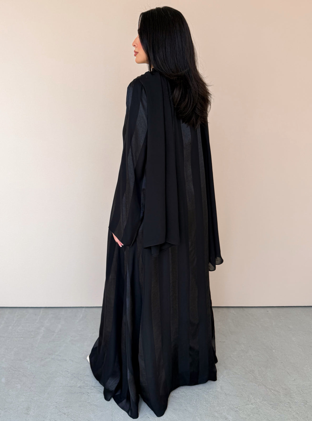 MEI768 - Aura A-Cut Abaya in Black with Matching Headscarf