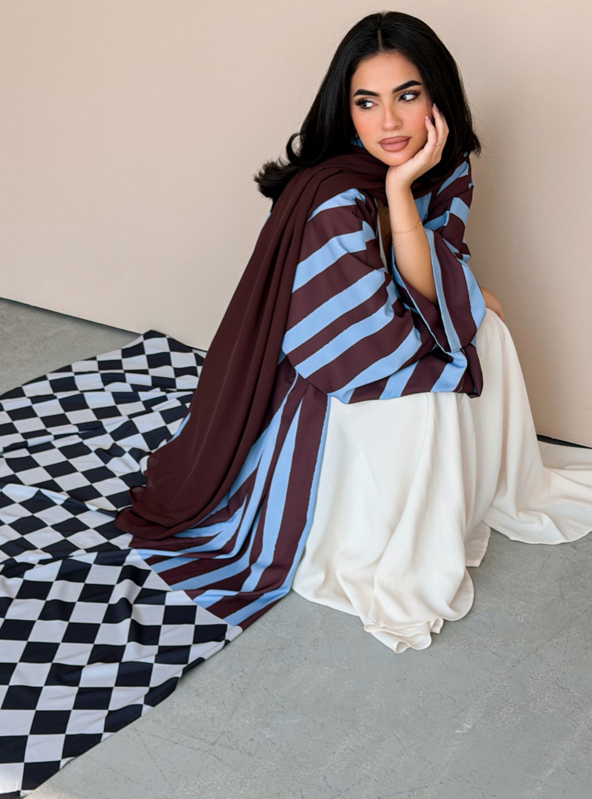 MEI775 - Aria Half Bisht Crepe Abaya in Cocoa Sky