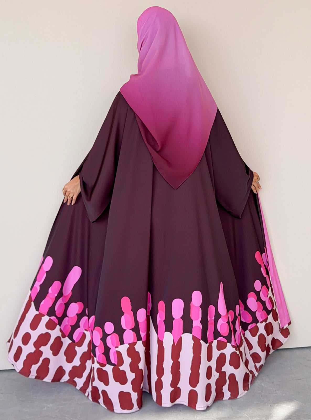 MEI754 - Muse Square Cut Abaya in Burgundy Blush