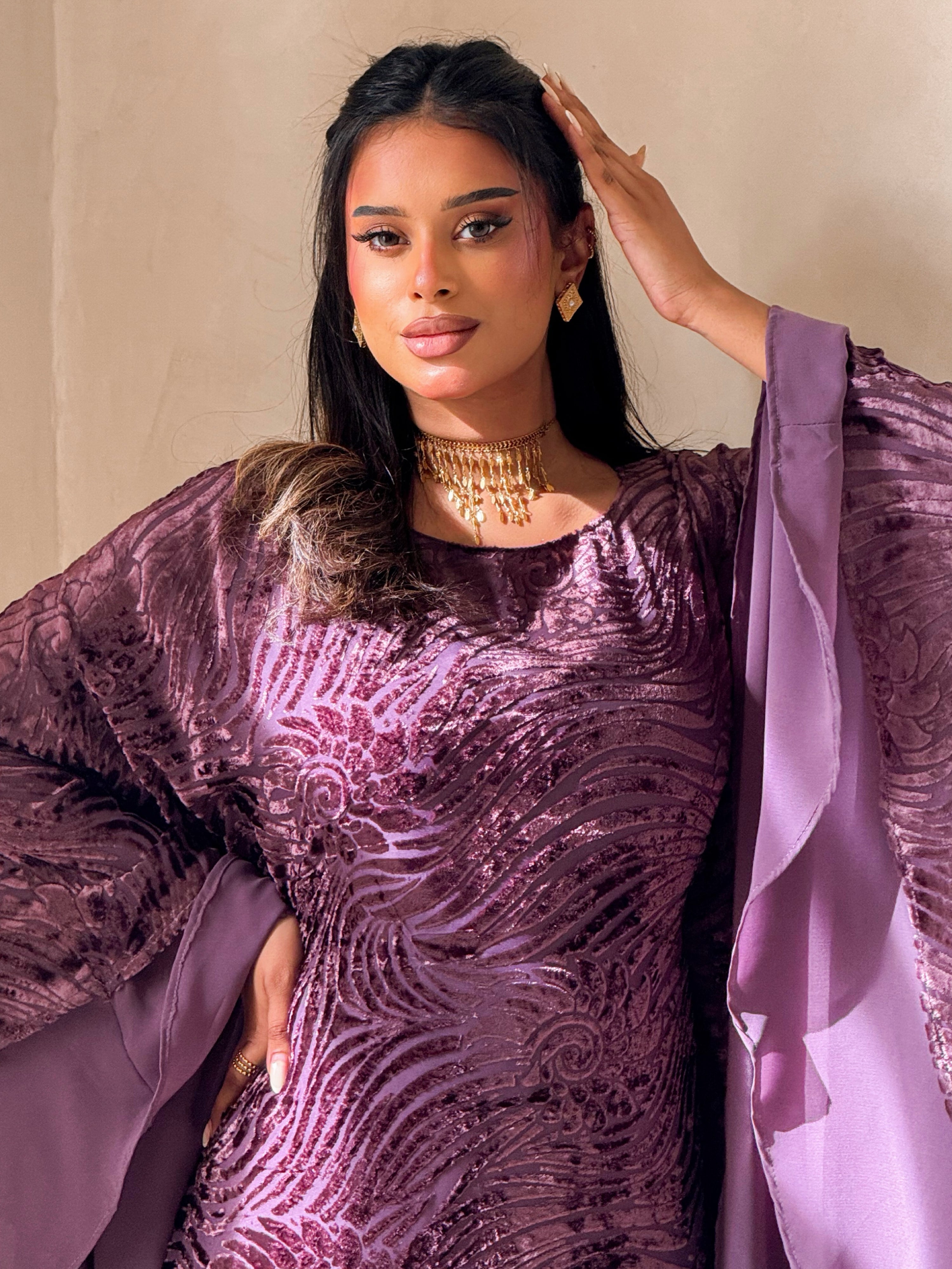 MEI703 - Purple Velvet Jalabiya