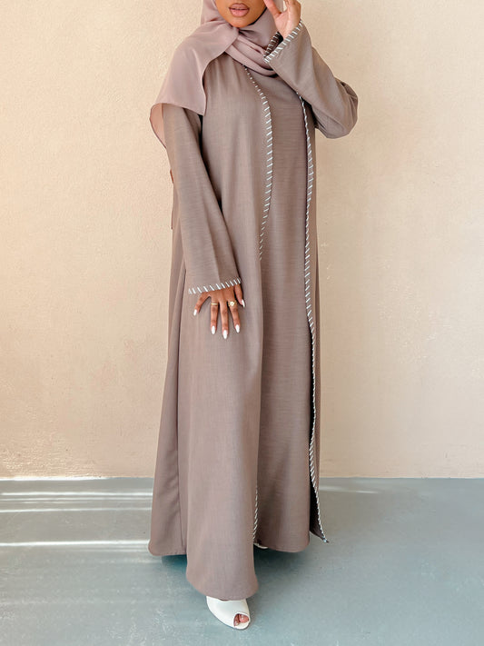 MEI633 - Beige Embroidered 3 Piece Set