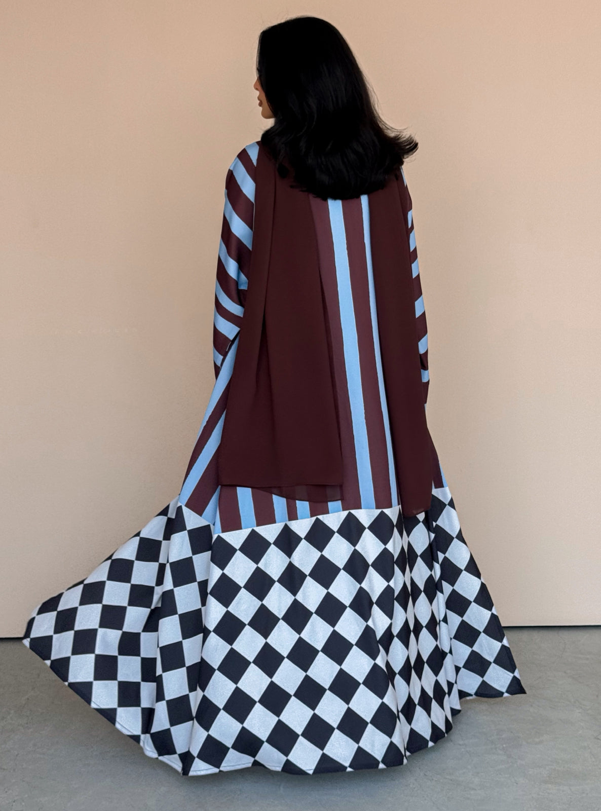 MEI775 - Aria Half Bisht Crepe Abaya in Cocoa Sky