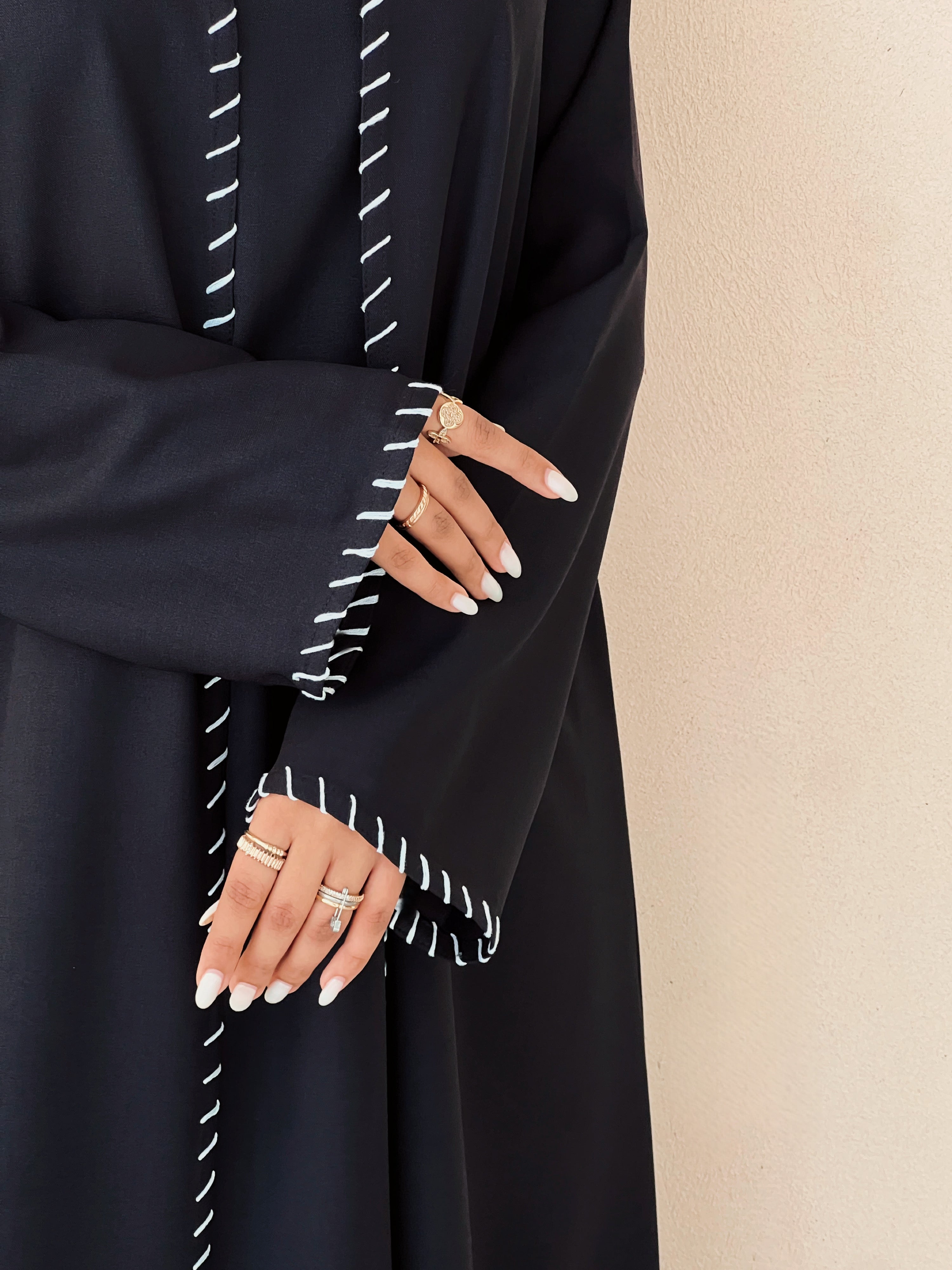 MEI638 - Black Embroidered 3 Piece Set