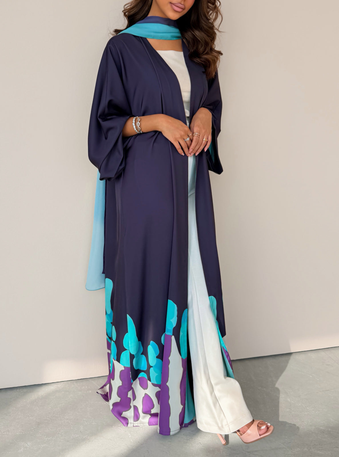 MEI755 - Muse Square Cut Abaya in Ocean Teal