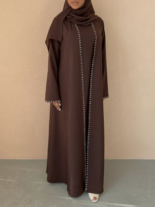 MEI637 - Brown Embroidered 3 Piece Set