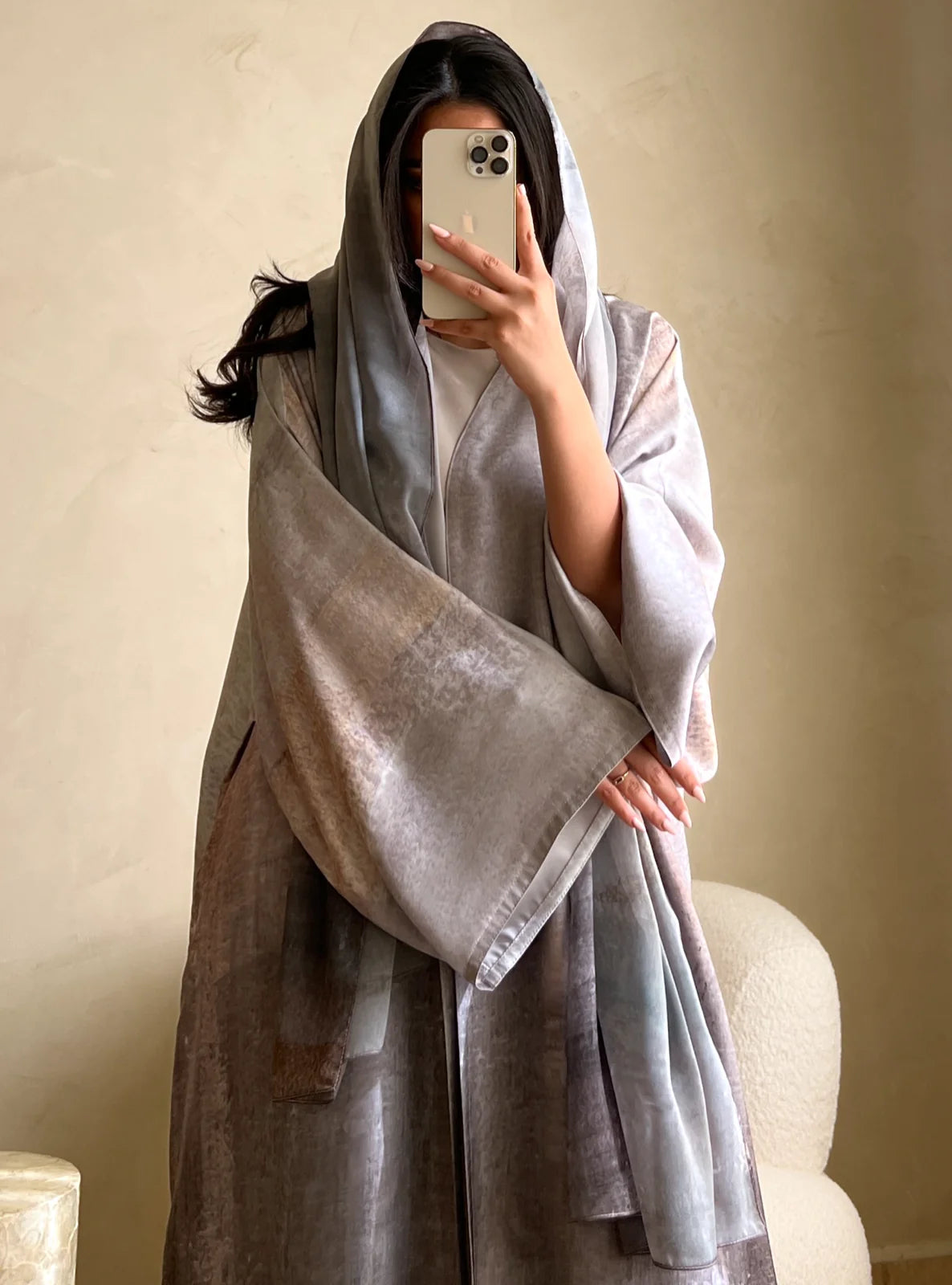 Ores Abaya in Grey & Mini Labubu Abaya (DOLL NOT INCLUDED)