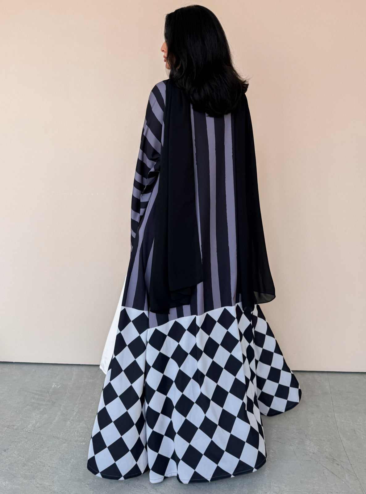 MEI776 - Aria Half Bisht Crepe Abaya in Graphite