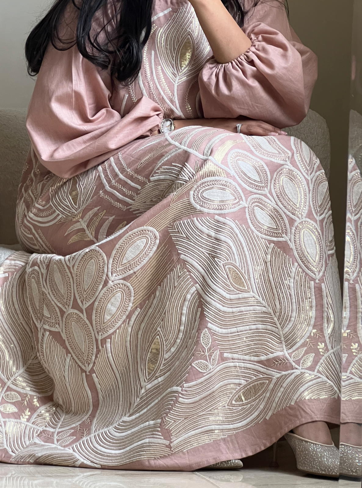 MEI539 - Pink Embroidered Jalabiya