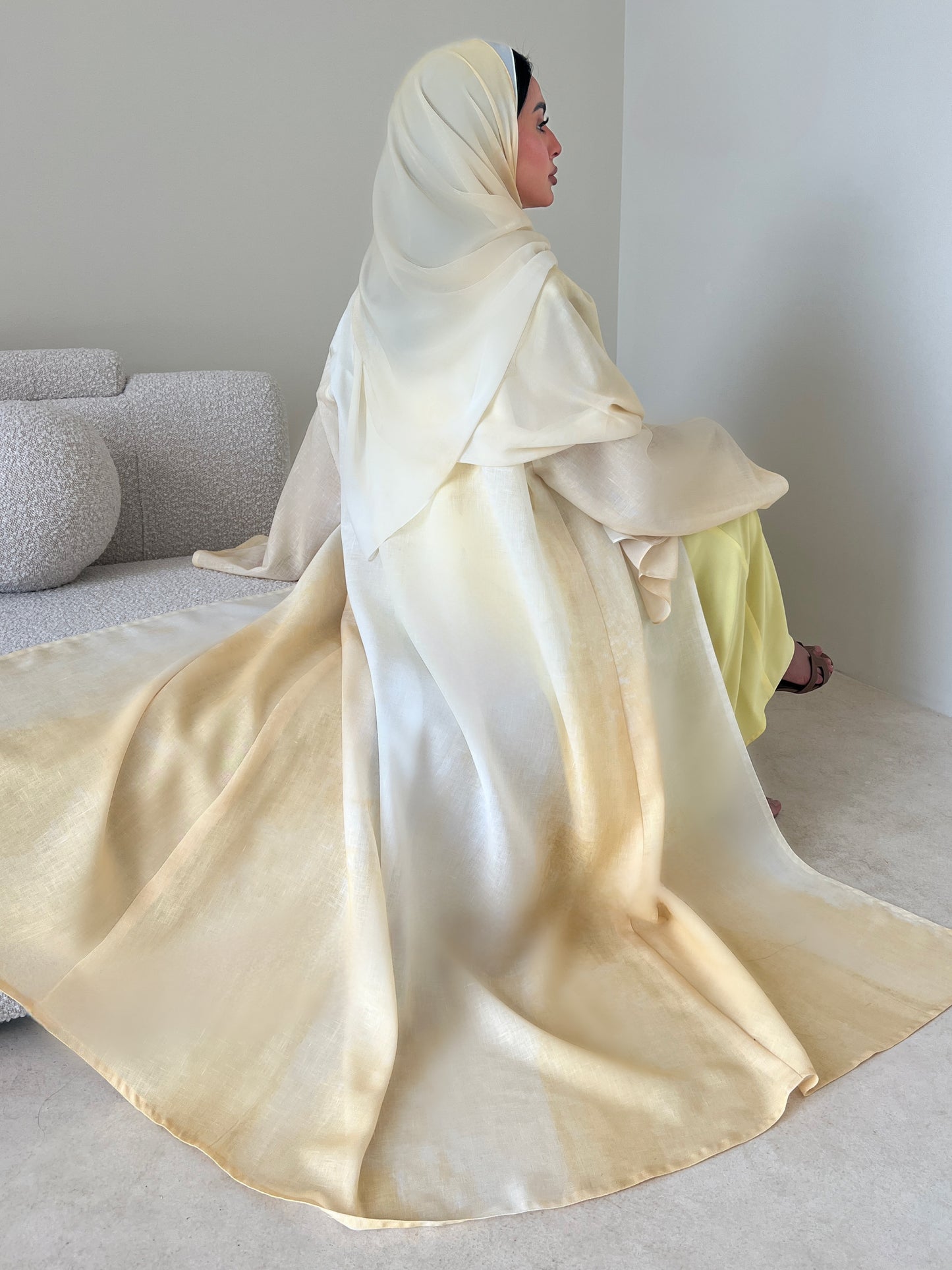 MEI583 - Ores Abaya in Butter Yellow