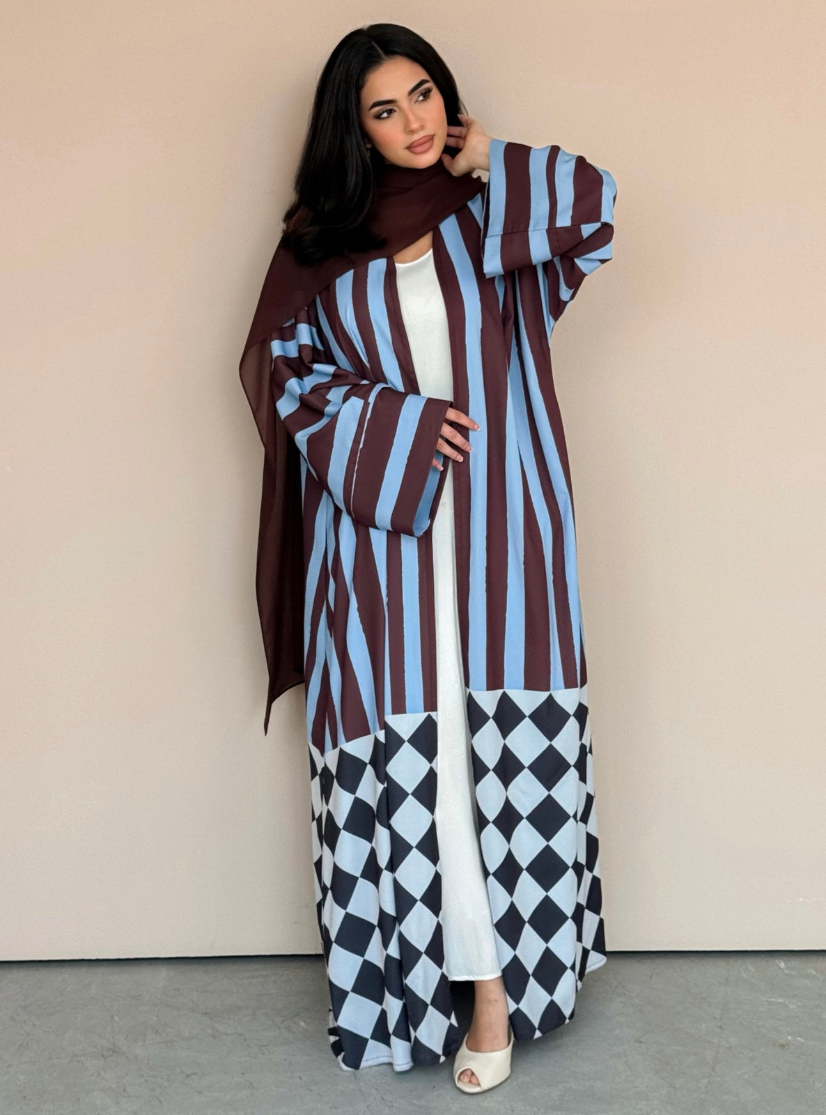 MEI775 - Aria Half Bisht Crepe Abaya in Cocoa Sky