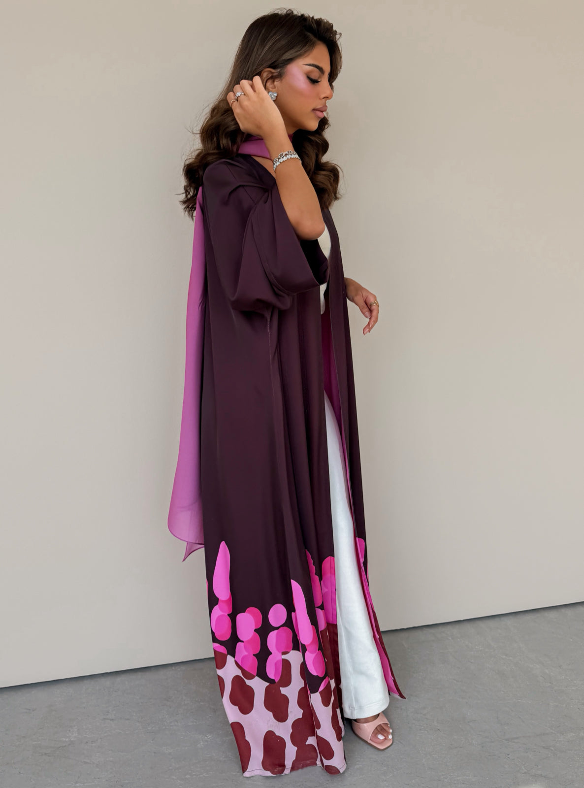MEI754 - Muse Square Cut Abaya in Burgundy Blush
