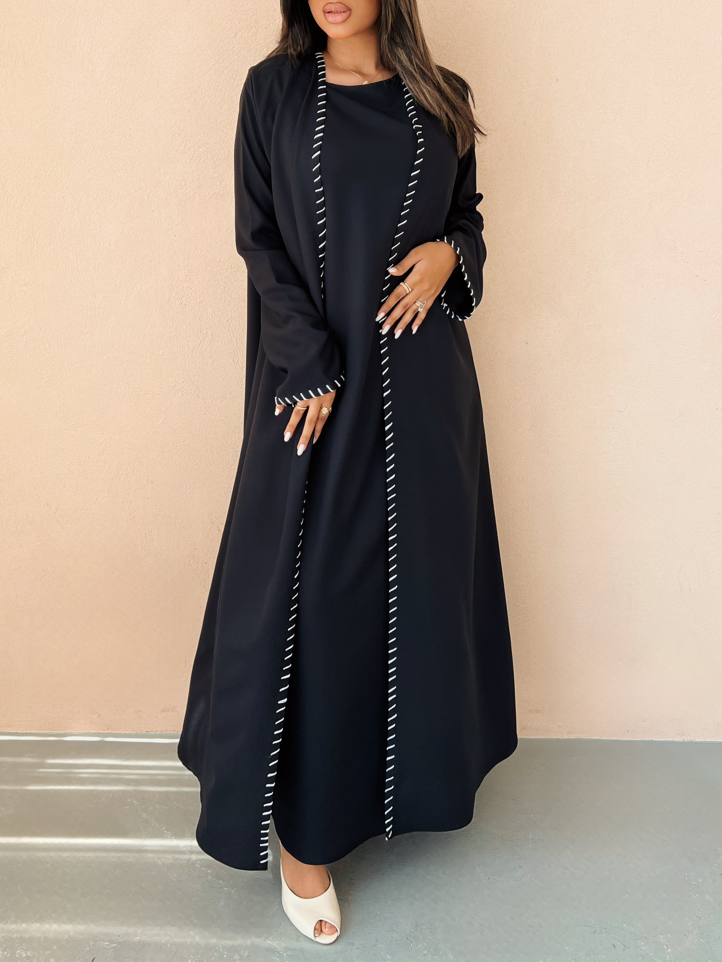 MEI638 - Black Embroidered 3 Piece Set