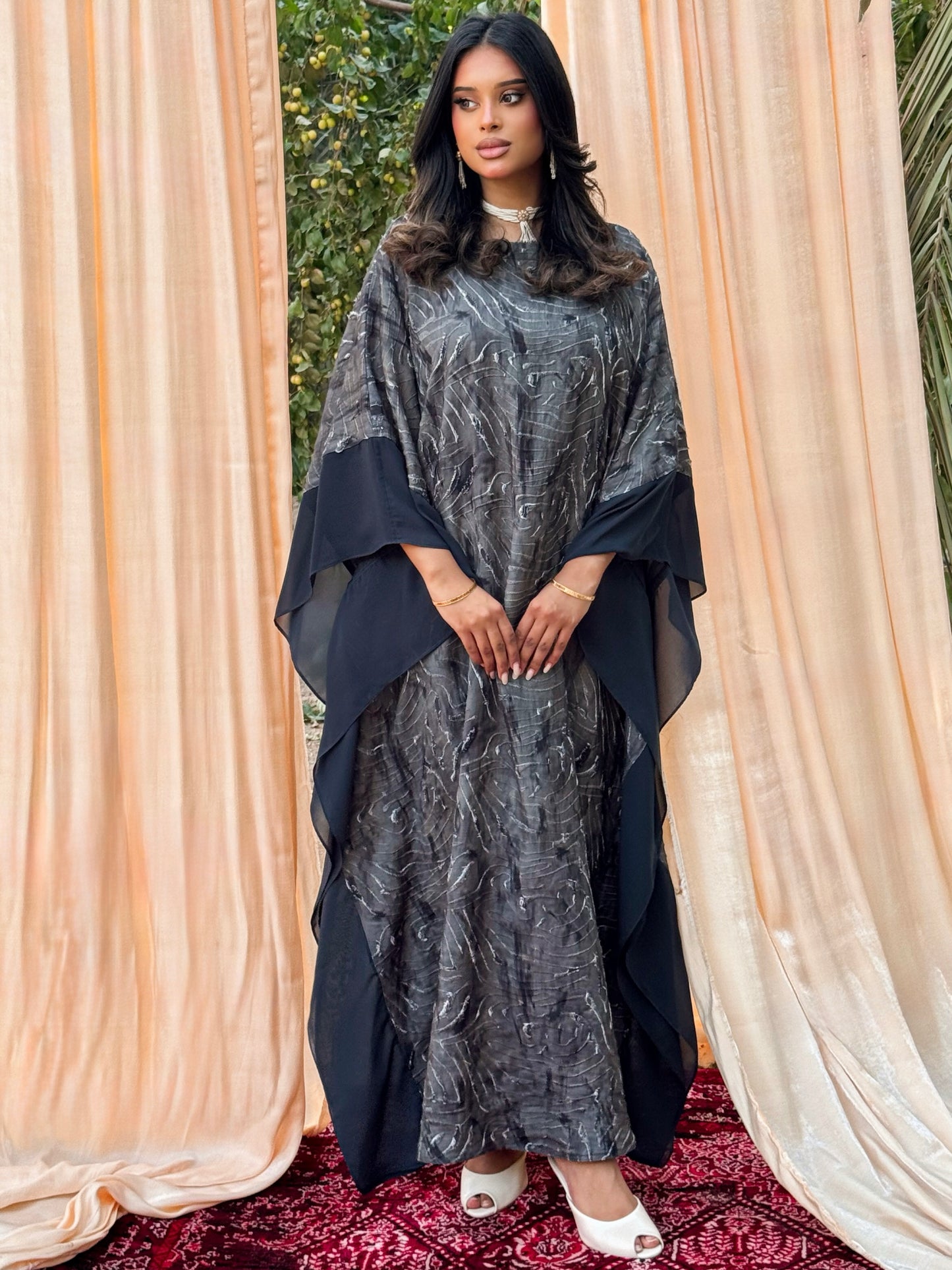 MEI695 - Etherea Jalabiya in Obsidian Charcoal