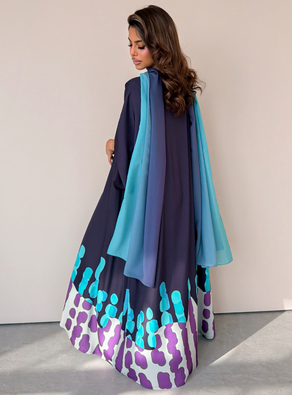MEI755 - Muse Square Cut Abaya in Ocean Teal