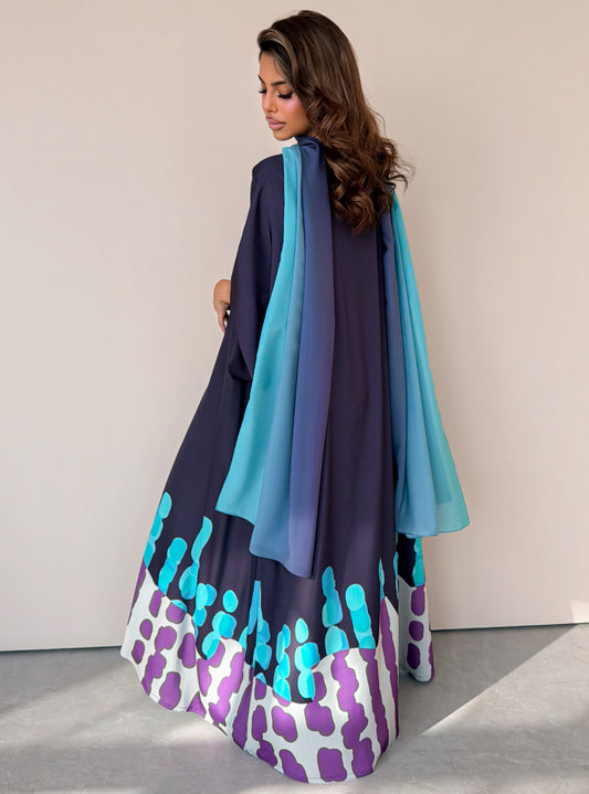 MEI755 - Muse Square Cut Abaya in Ocean Teal