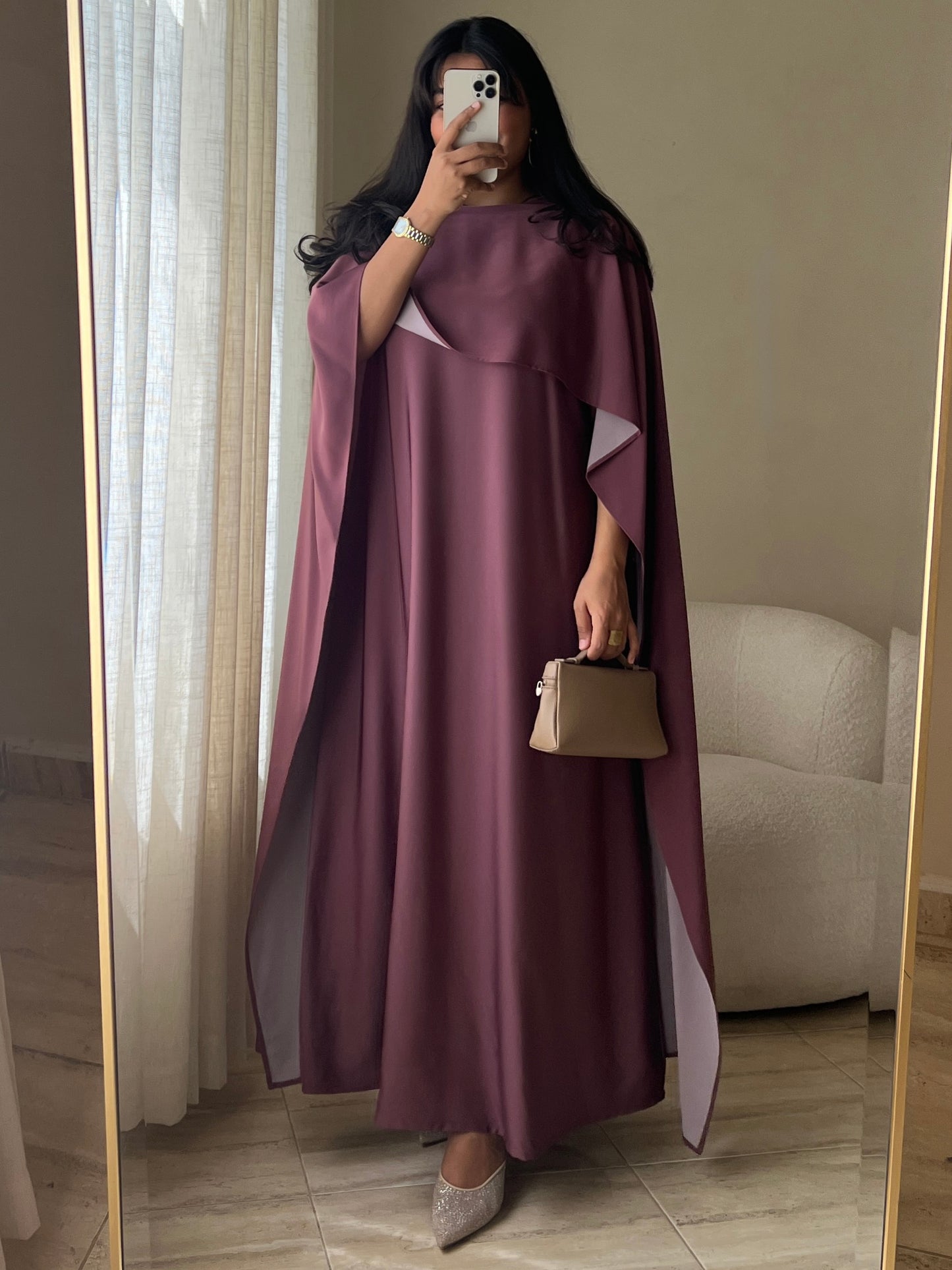 MEI665 - Lilah Dress in Plum/Soft Petal Dual Tone