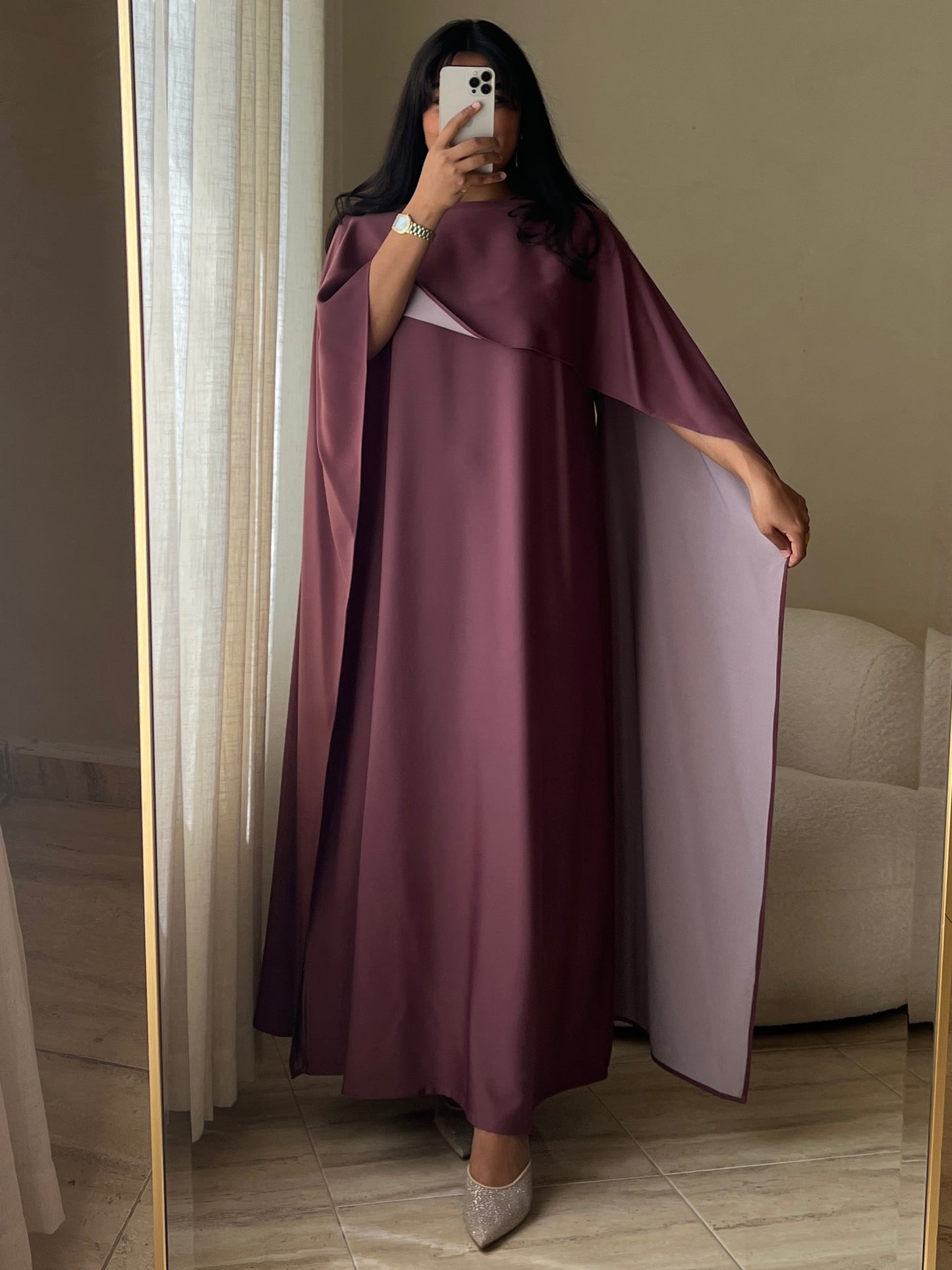 MEI665 - Lilah Dress in Plum/Soft Petal Dual Tone