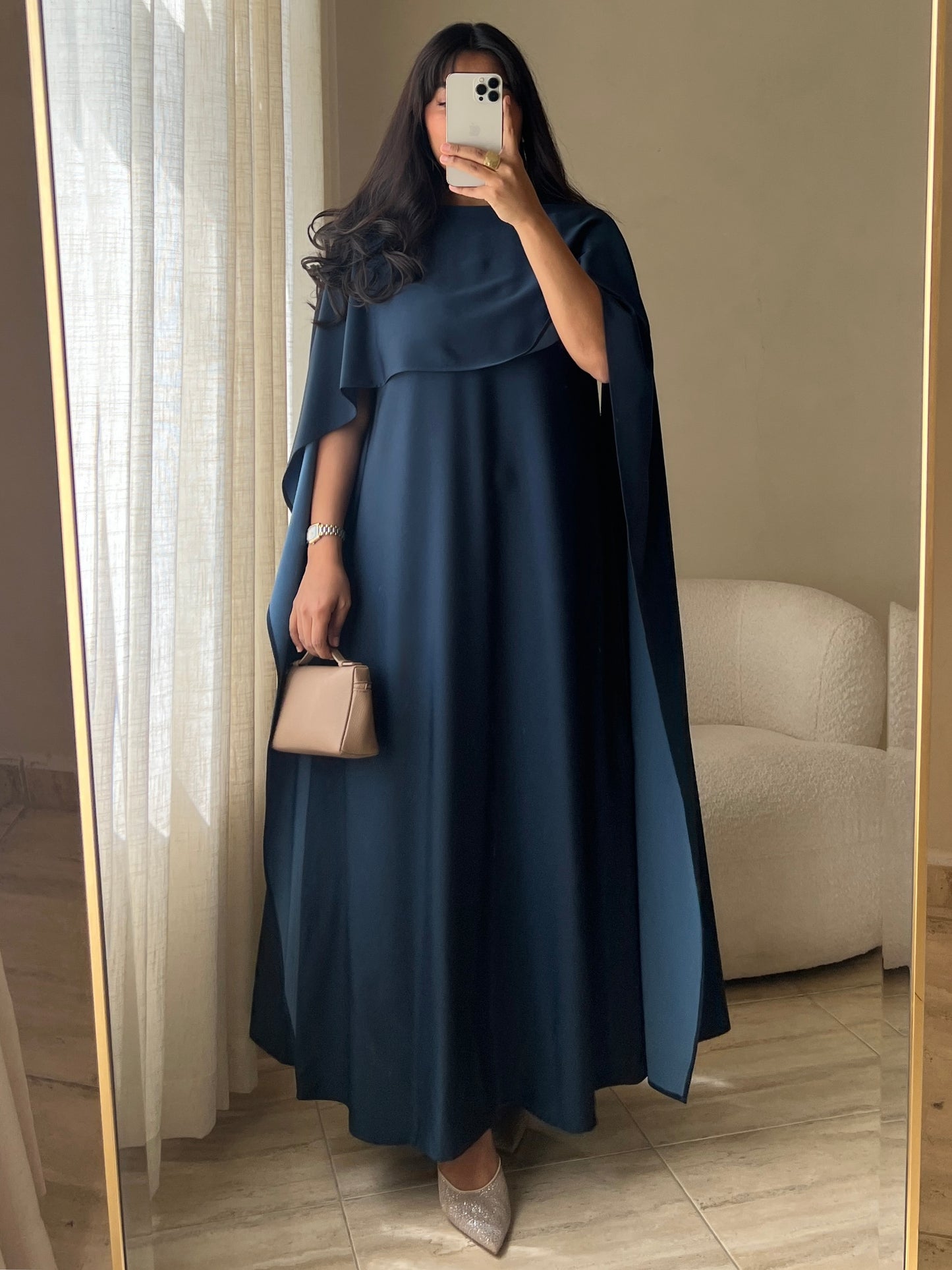 MEI664 - Lilah Dress in Navy/Light Blue Dual Tone