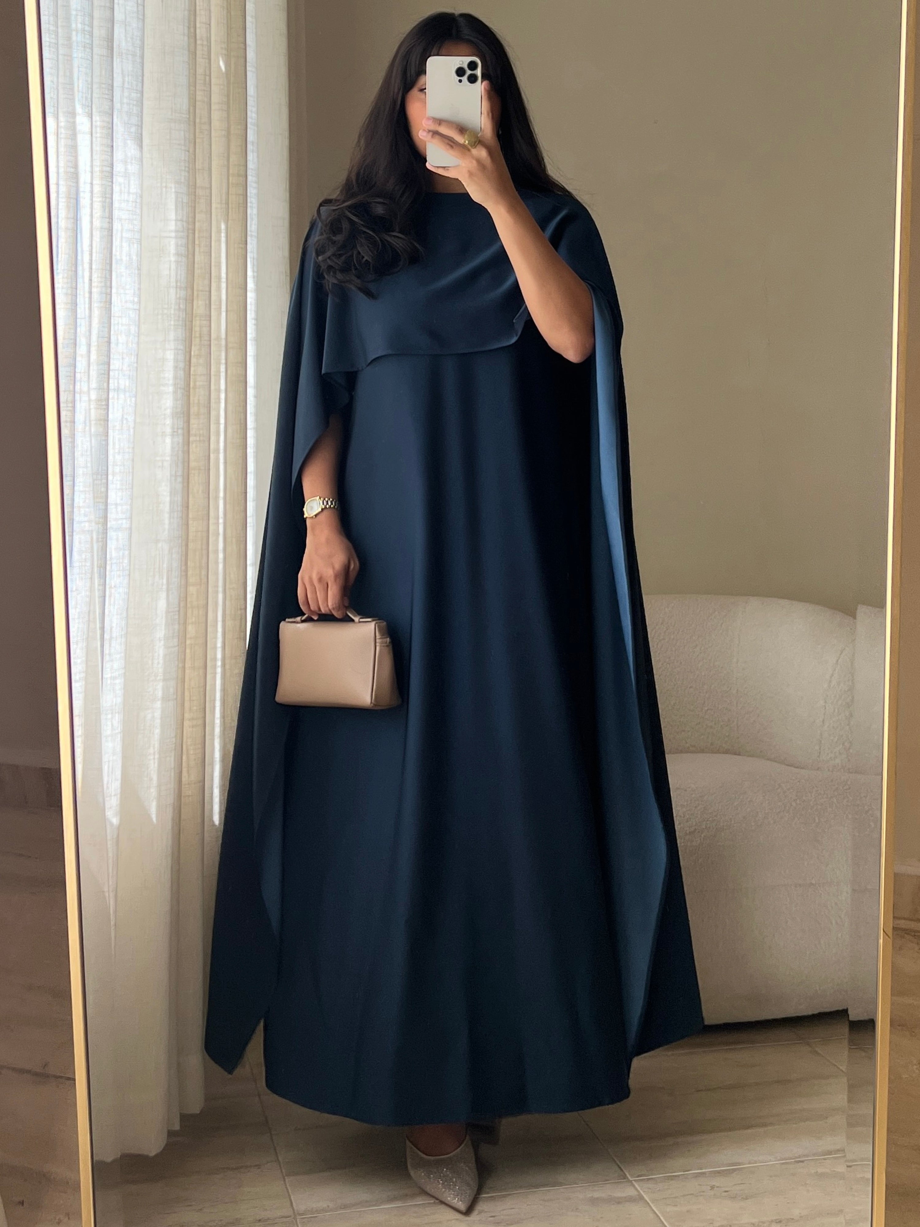 MEI664 - Lilah Dress in Navy/Light Blue Dual Tone