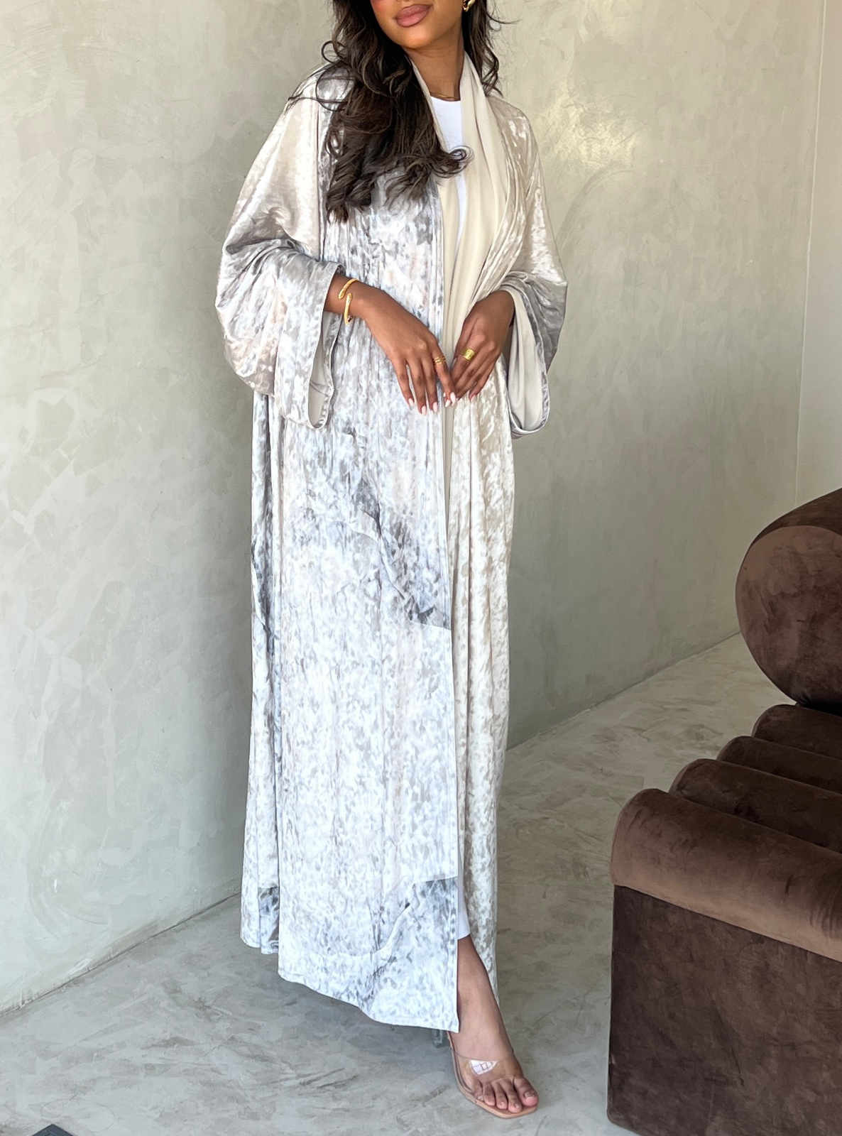 MEI481 - Dunes Abaya in Pearl Mirage