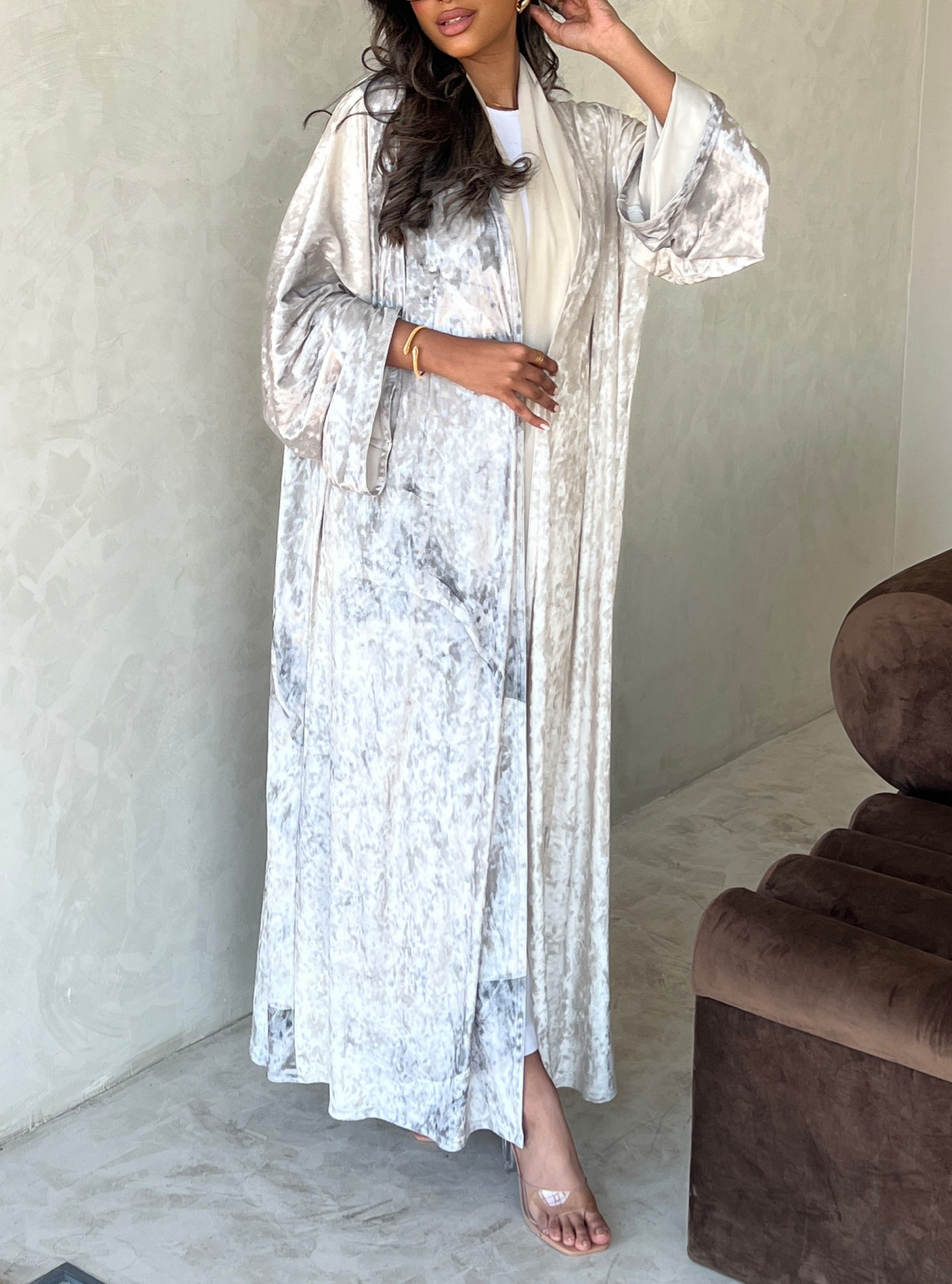 MEI481 - Dunes Abaya in Pearl Mirage