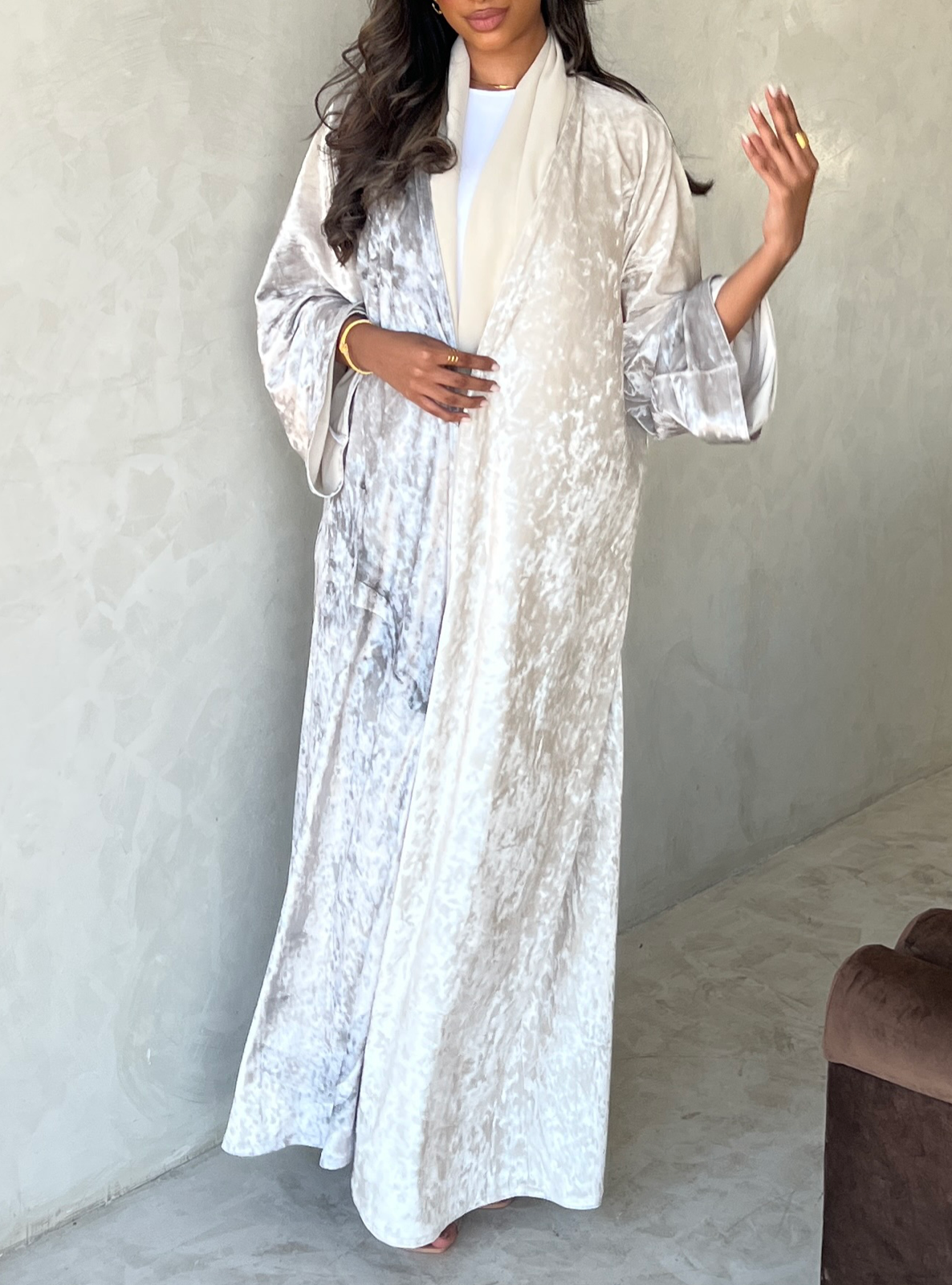 MEI481 - Dunes Abaya in Pearl Mirage