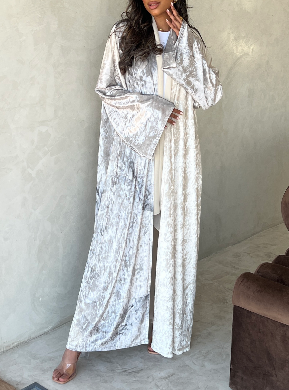 MEI481 - Dunes Abaya in Pearl Mirage