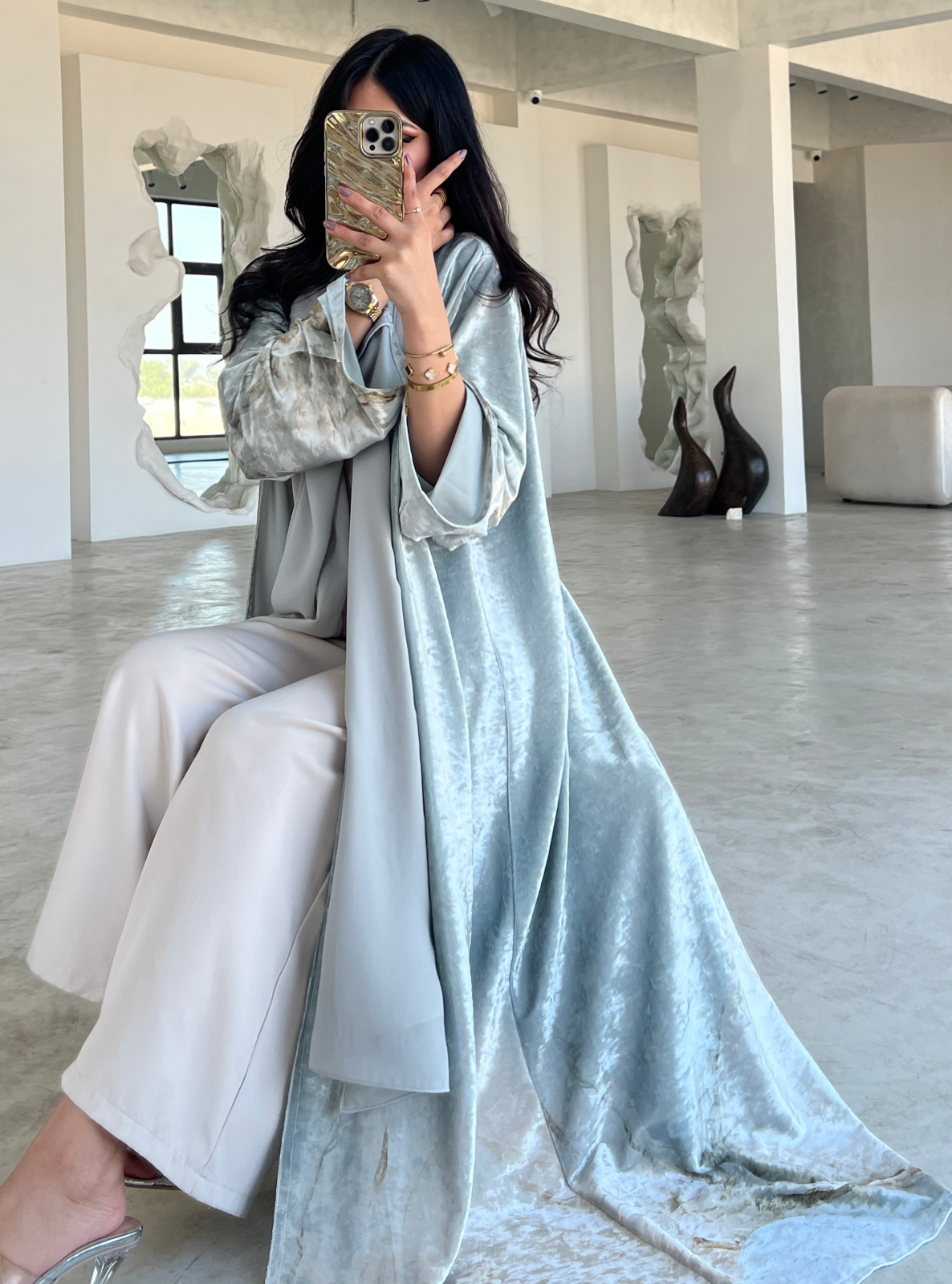 MEI482 - Dunes Abaya in Sage Serenity