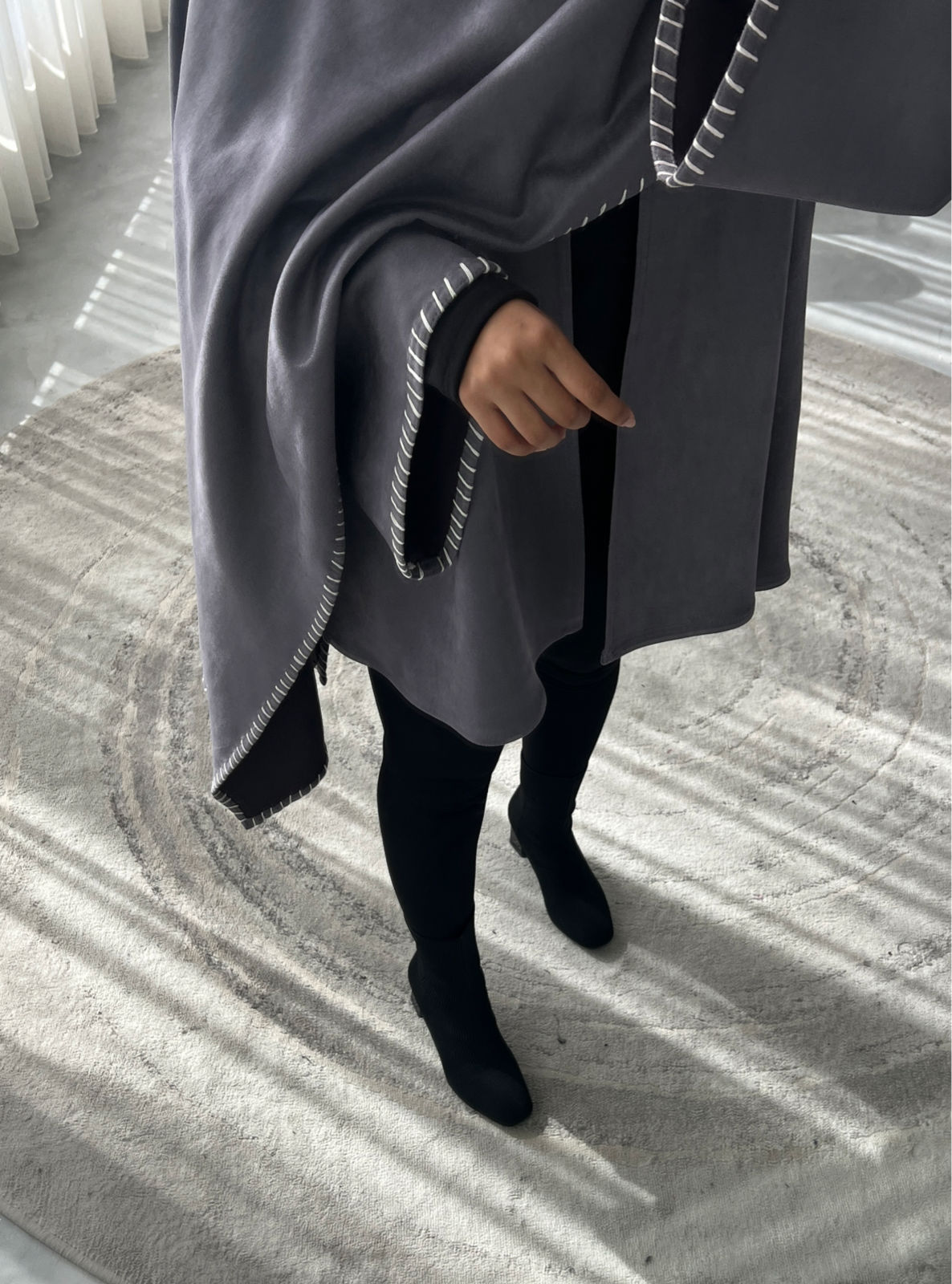 MEI259 - Grey Chamois Scarf Jacket