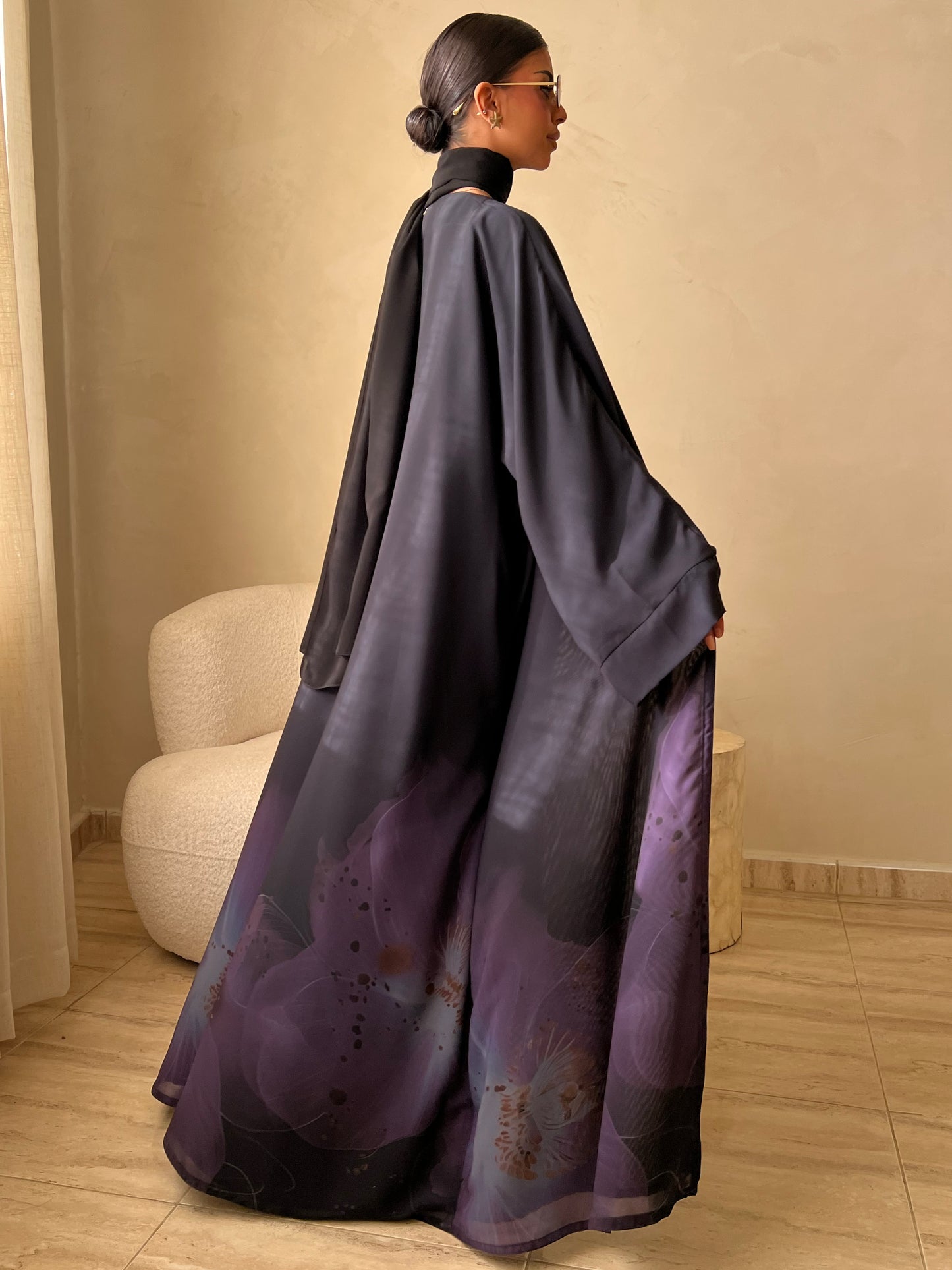 MEI598 - Noir Bloom Abaya