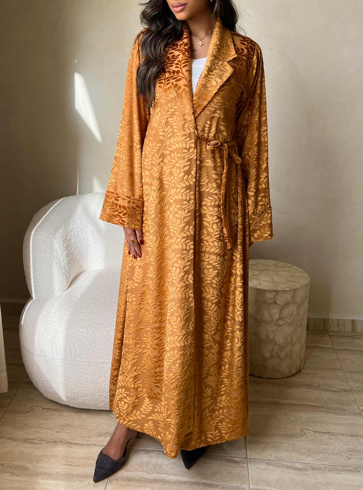 MEI487 - Velvet Embossed Abaya