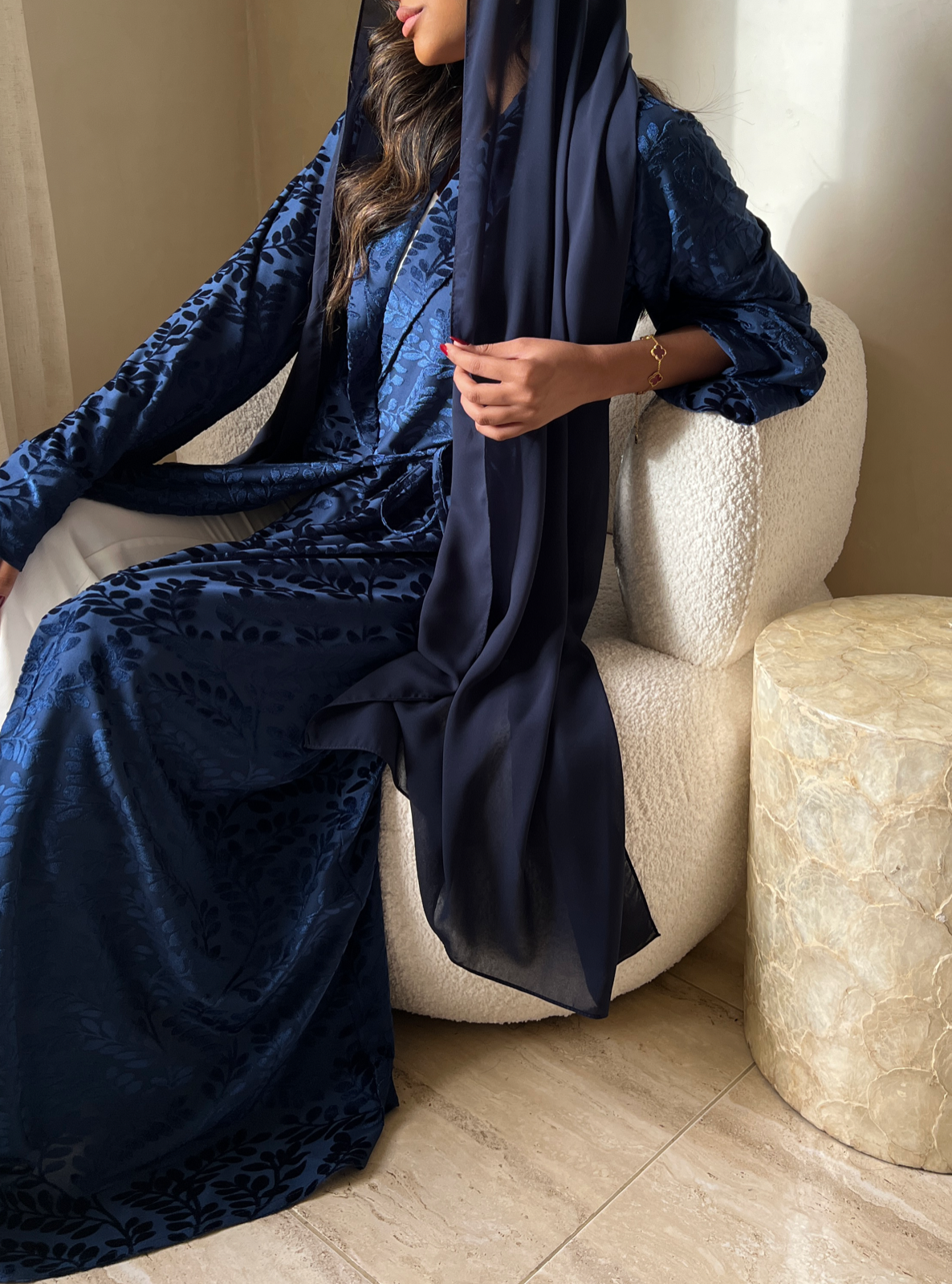 MEI490 - Velvet Embossed Abaya